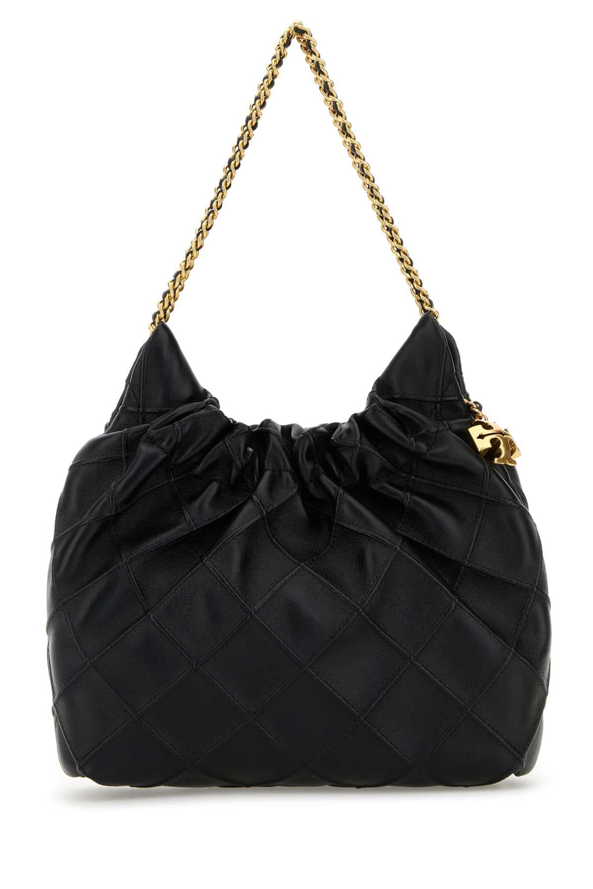 Black leather mini Fleming handbag