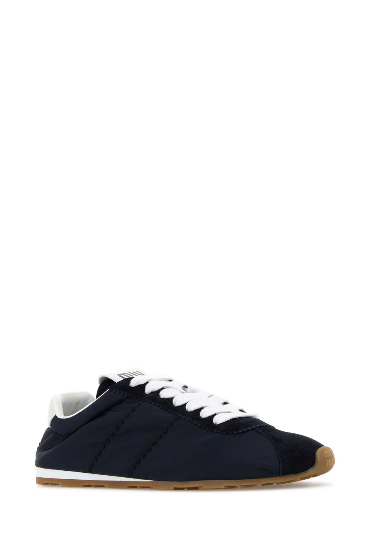 Navy blue fabric and suede sneakers - мініатюра 2