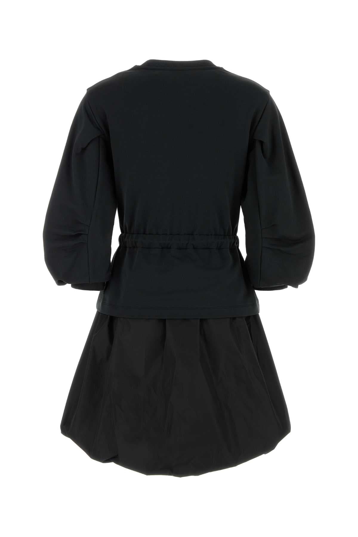 Black cotton sweatshirt dress - мініатюра 2