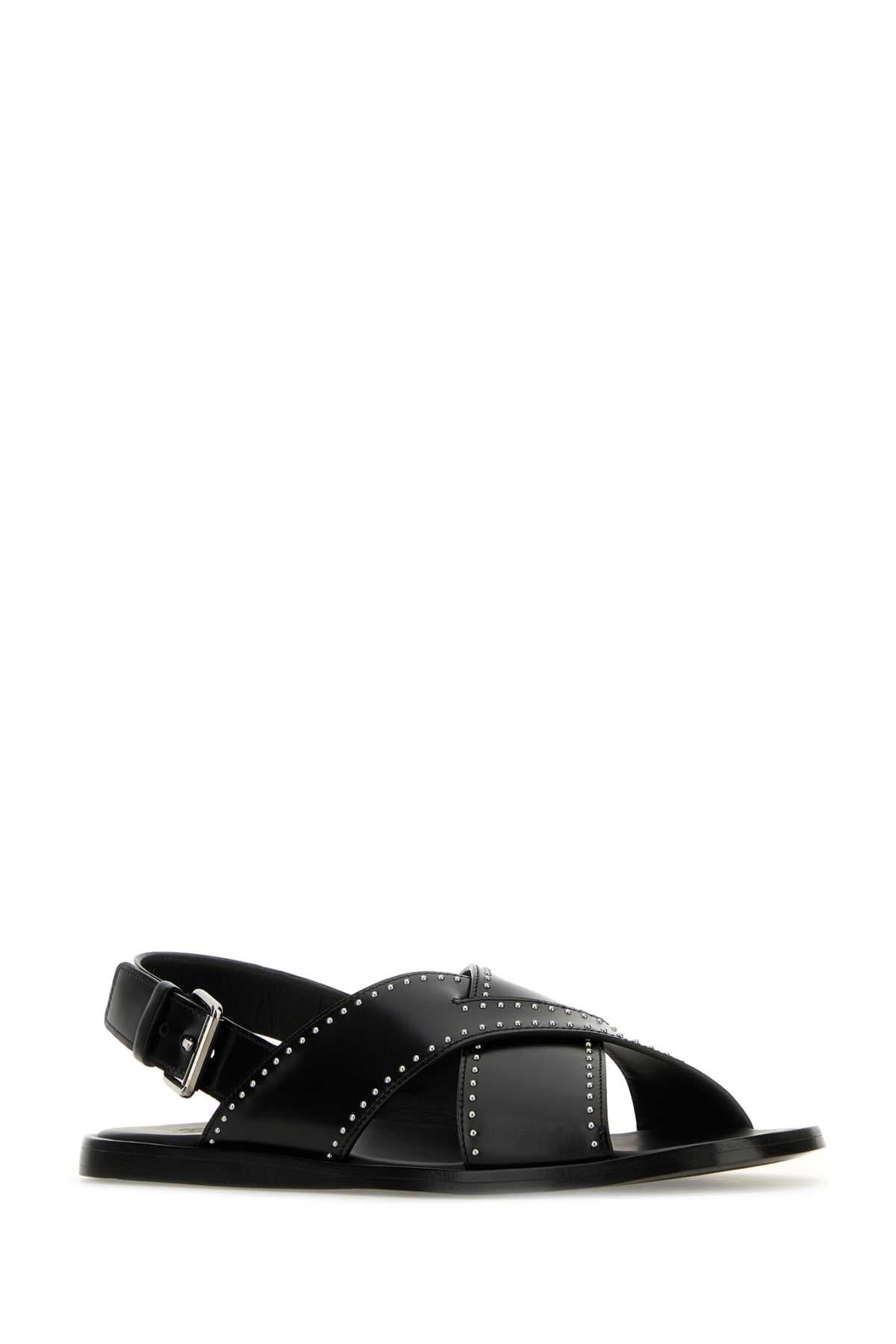 Black leather Oksana sandals - мініатюра 2