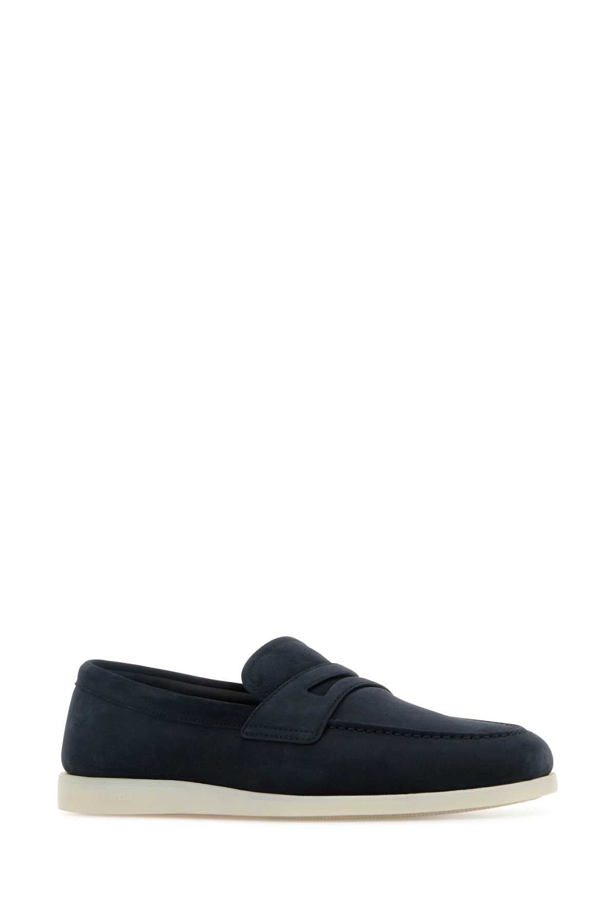 Navy blue suede loafers - мініатюра 2