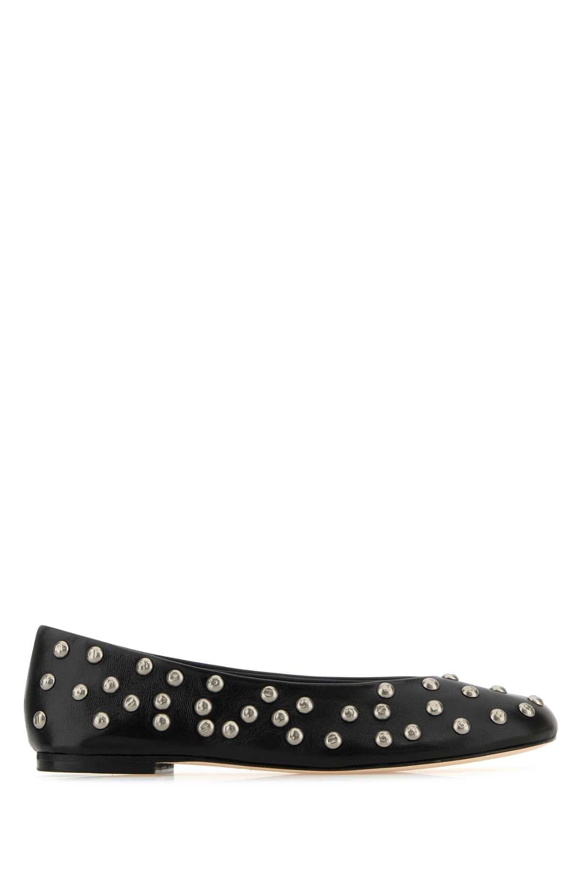 Black leather ballerinas