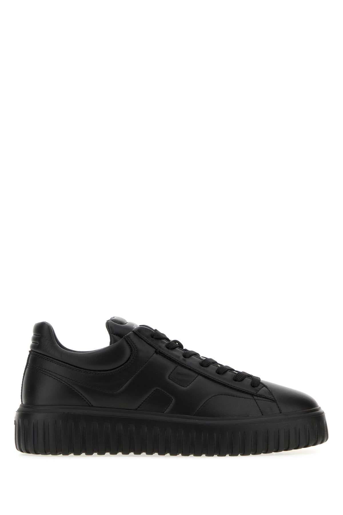 Black leather H-Stripes sneakers