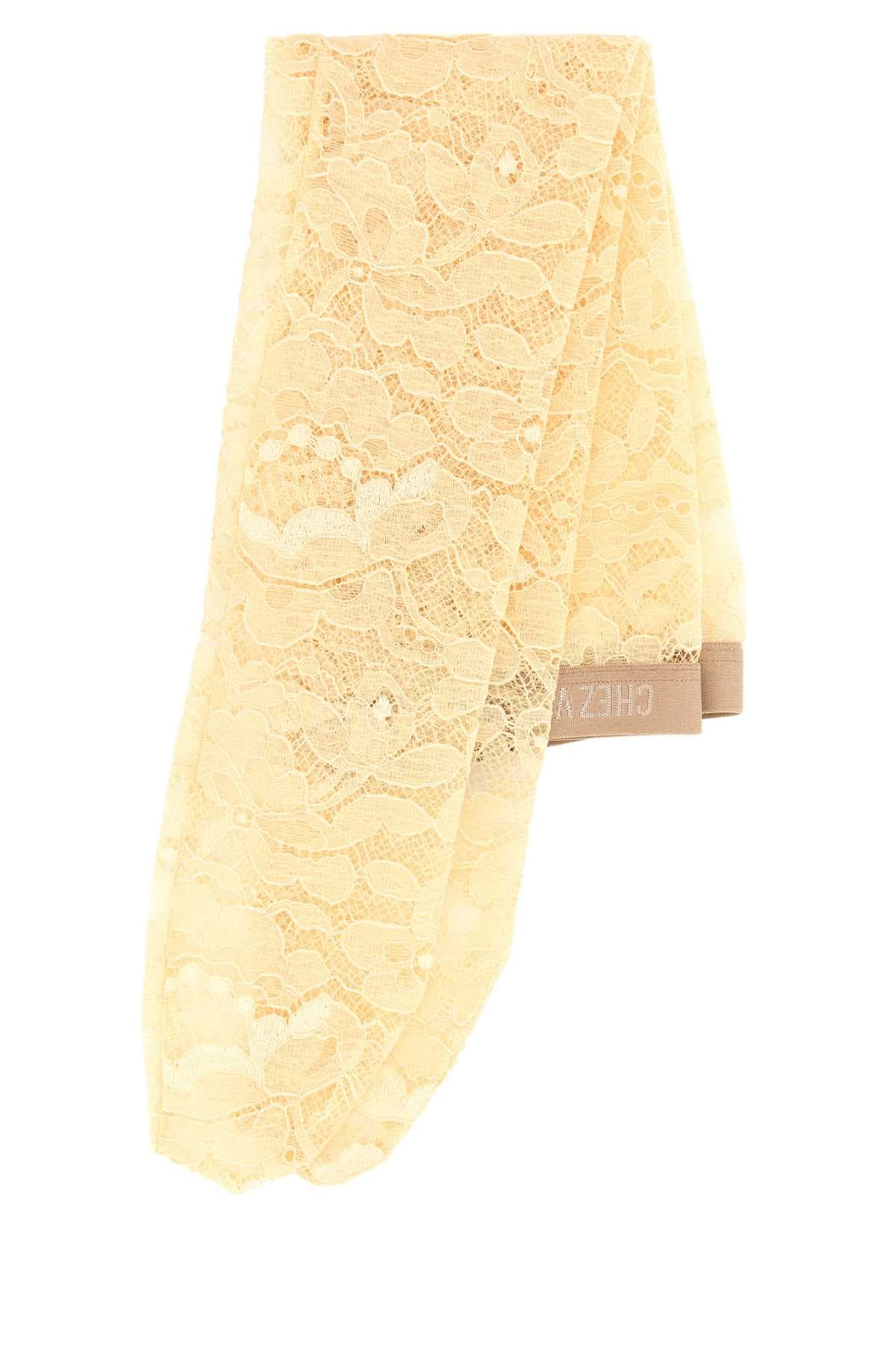 Cream stretch lace socks