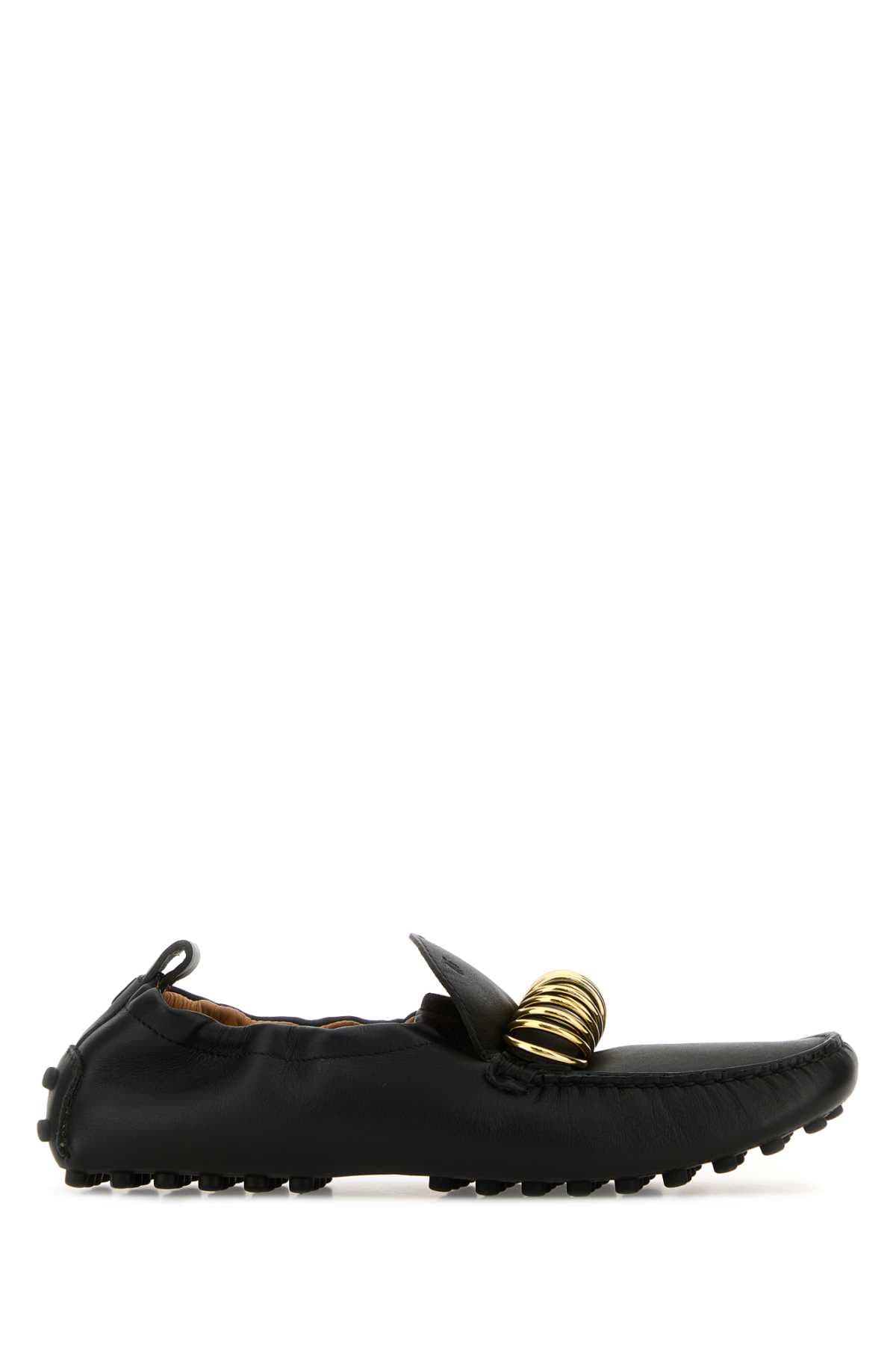Black leather loafers
