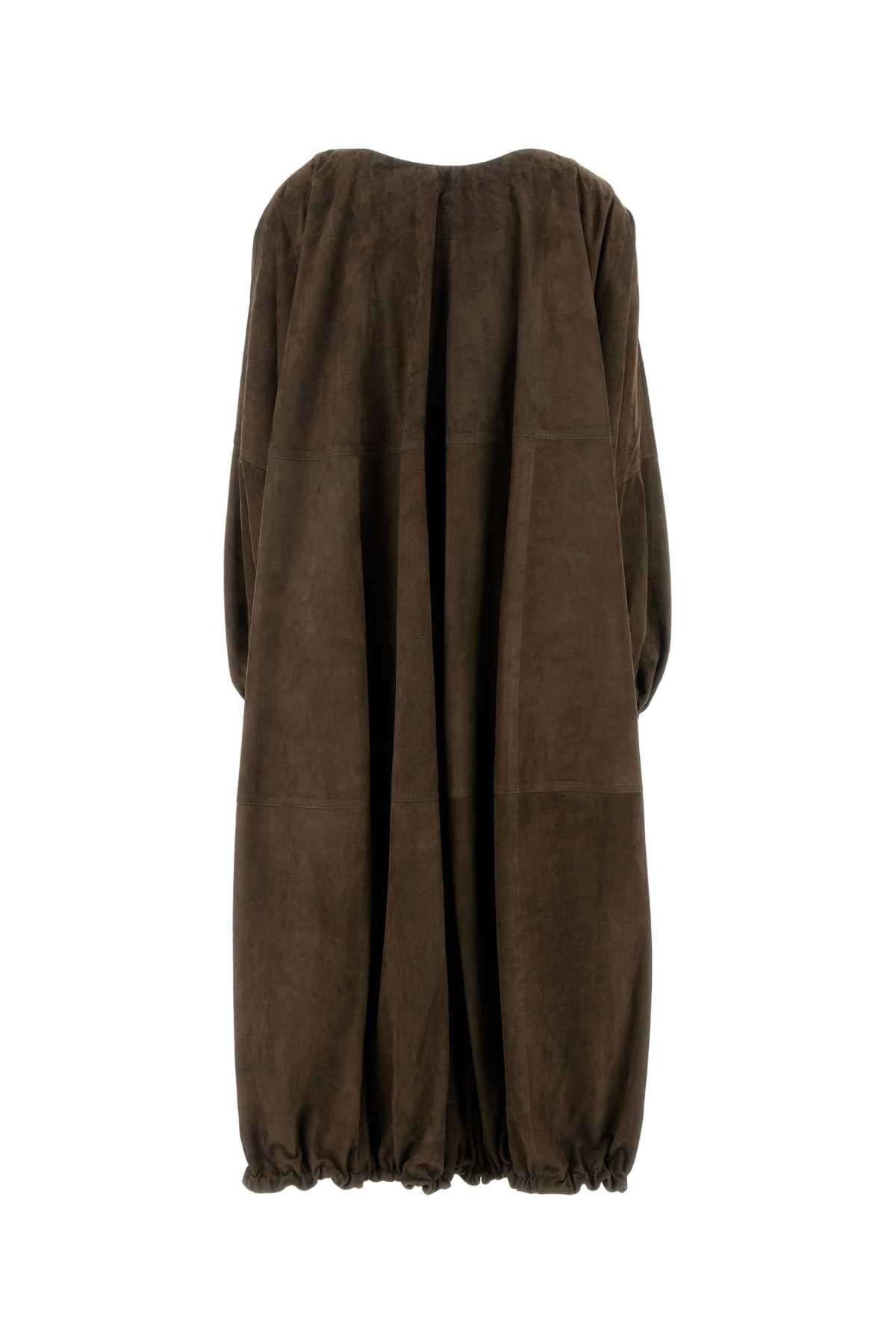 Brown suede overcoat - мініатюра 2