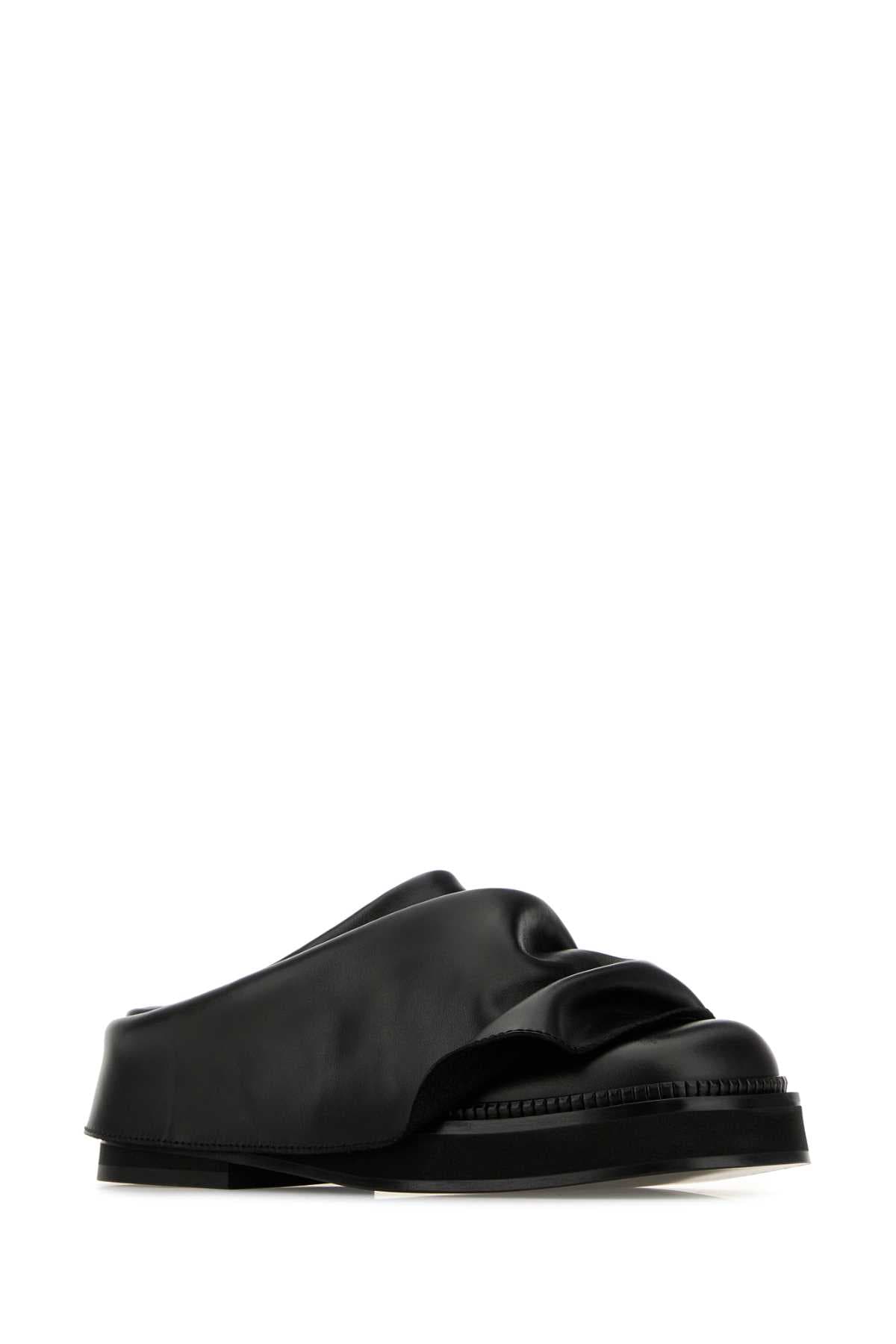 Black leather Mini Robin slippers - мініатюра 2