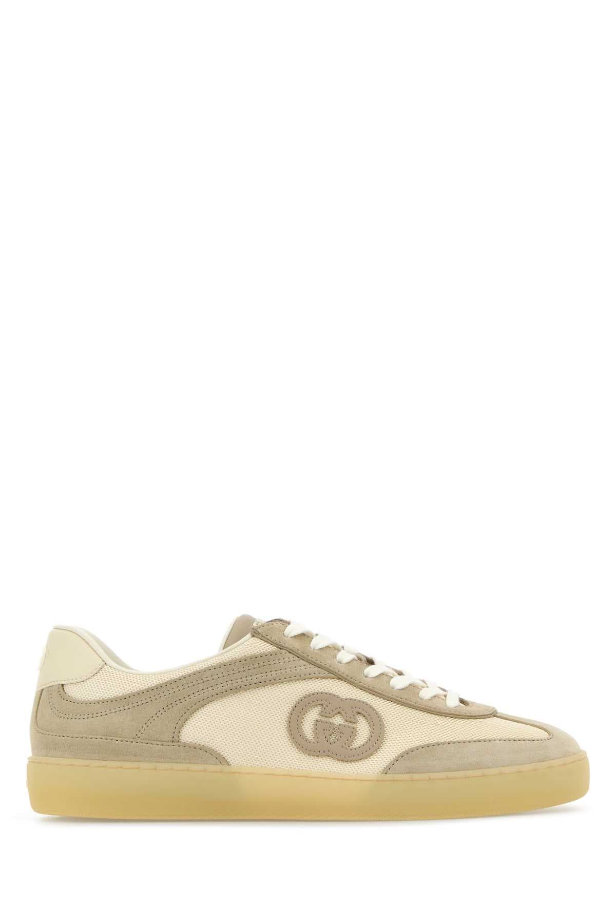Two-tone mesh and suede sneakers