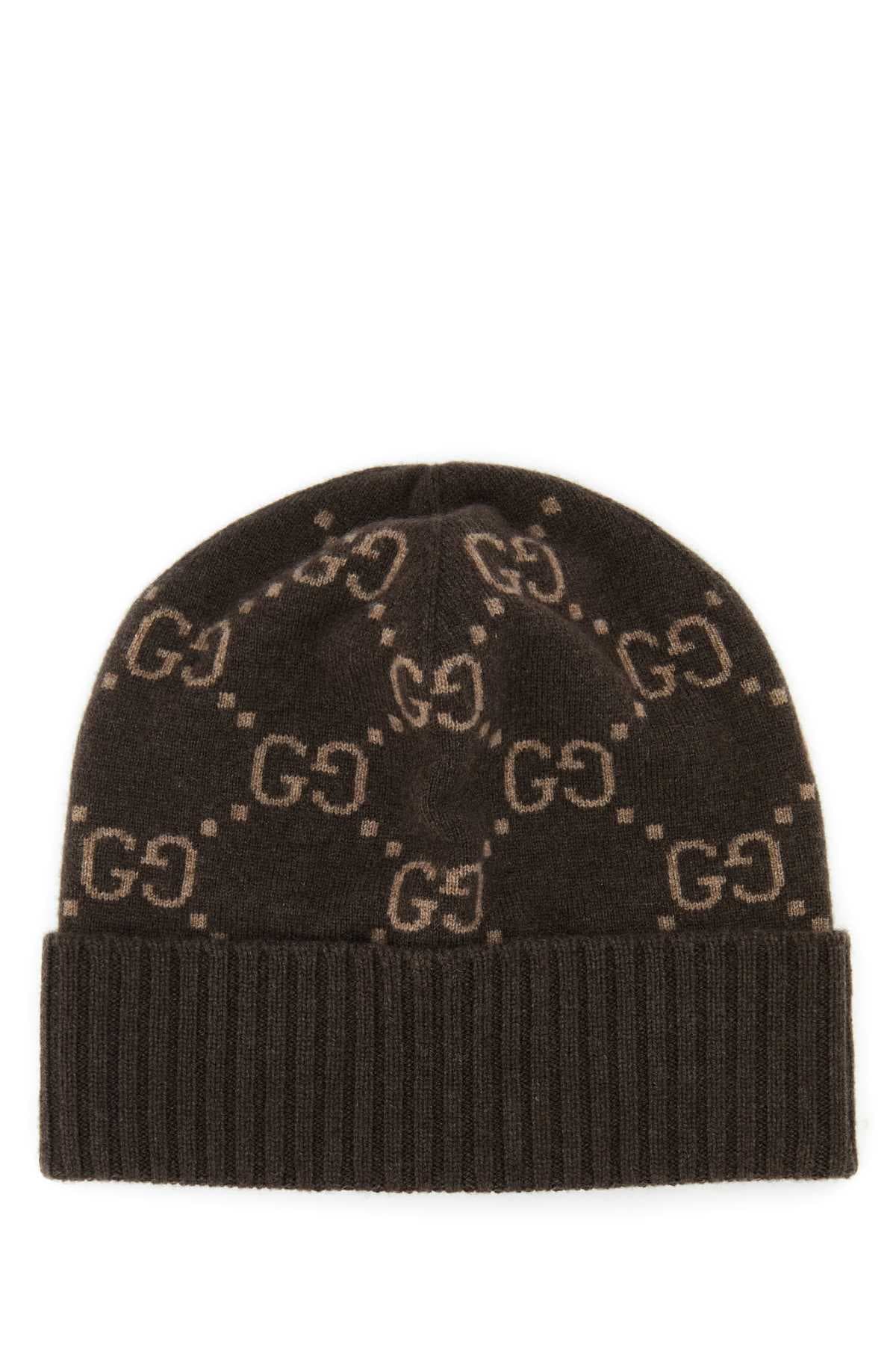 Embroidered cashmere beanie hat