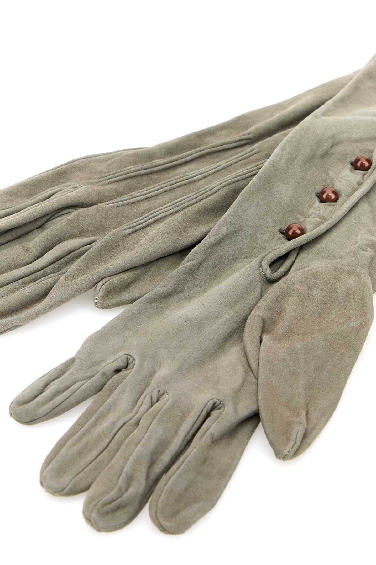 Ligh grey suede long gloves - мініатюра 2