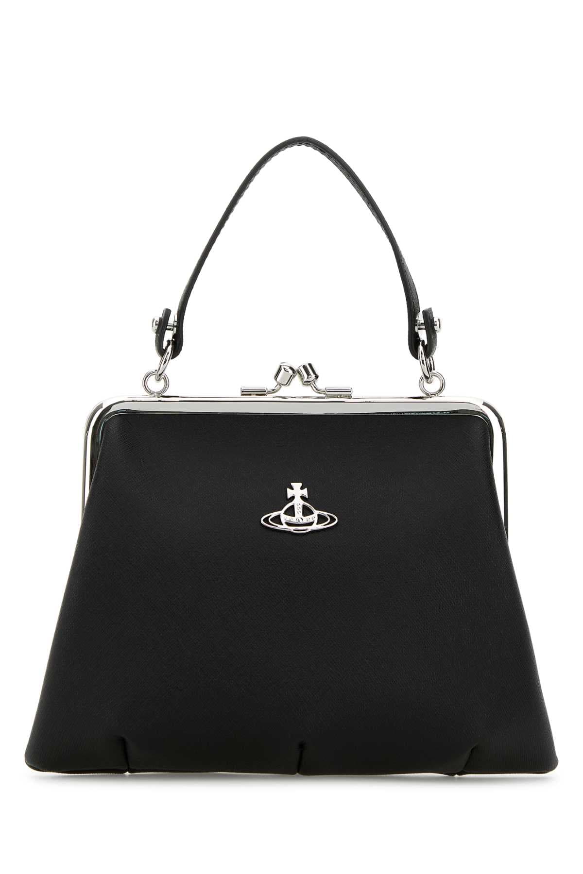 Black synthetic leather Granny handbag
