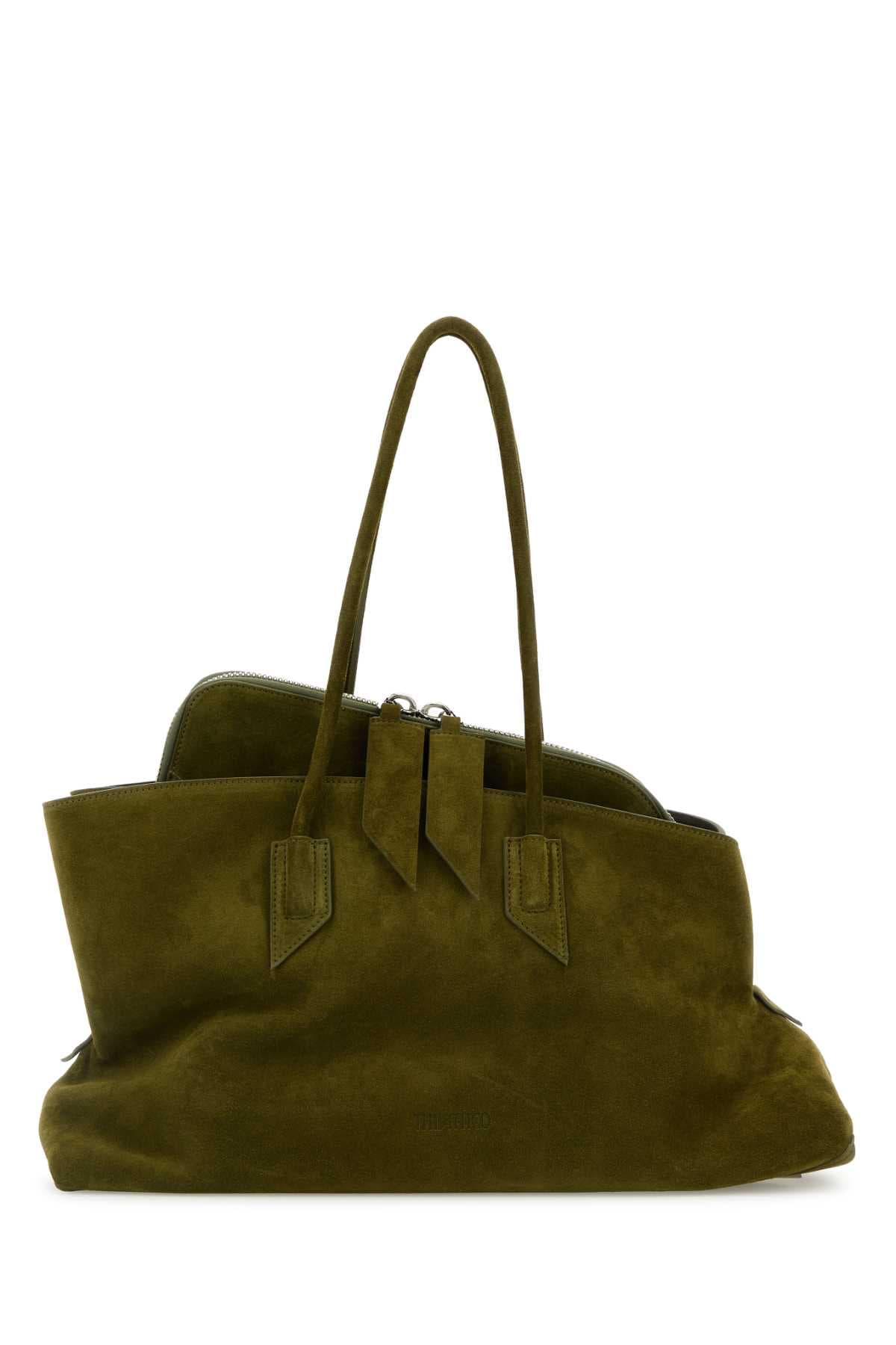 Olive green suede medium La Passeggiata shoulder bag