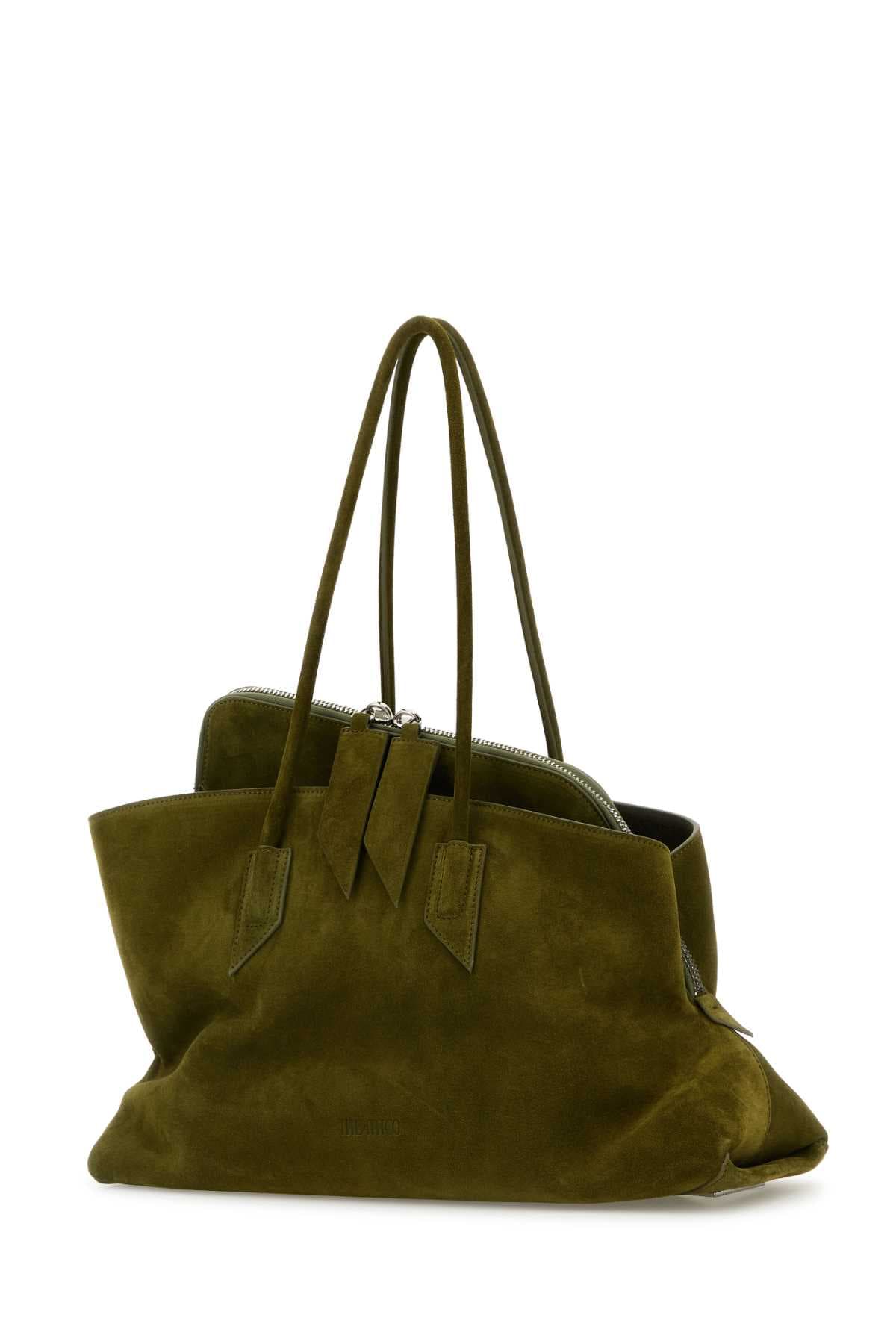 Olive green suede medium La Passeggiata shoulder bag - мініатюра 2