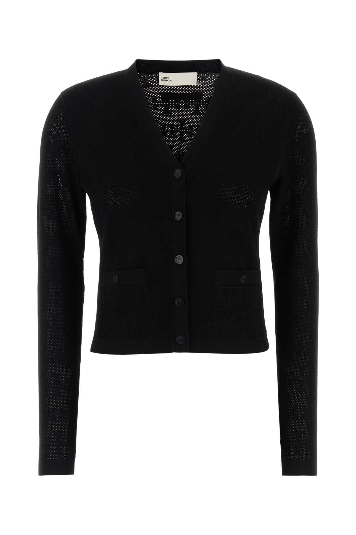 Black viscose blend cardigan