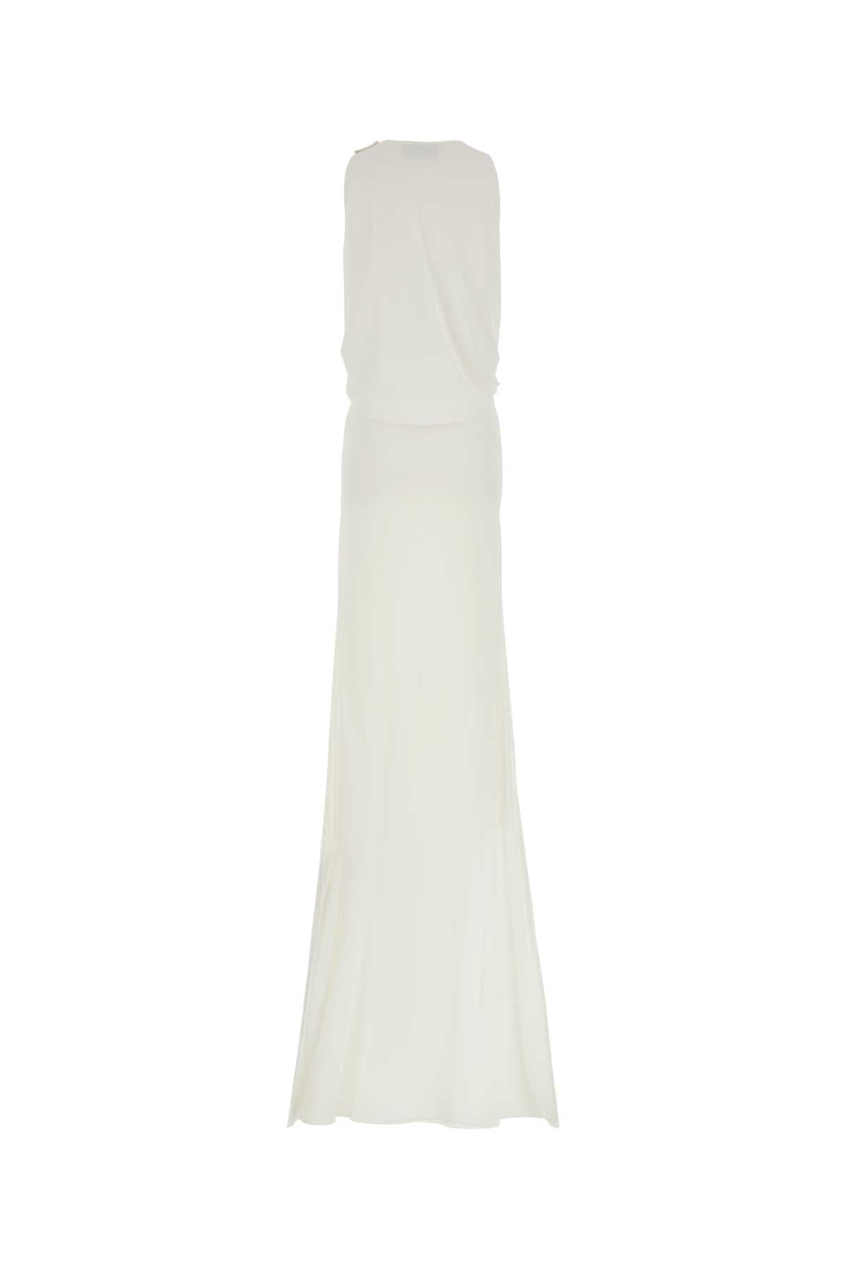 White crepe long dress - мініатюра 2