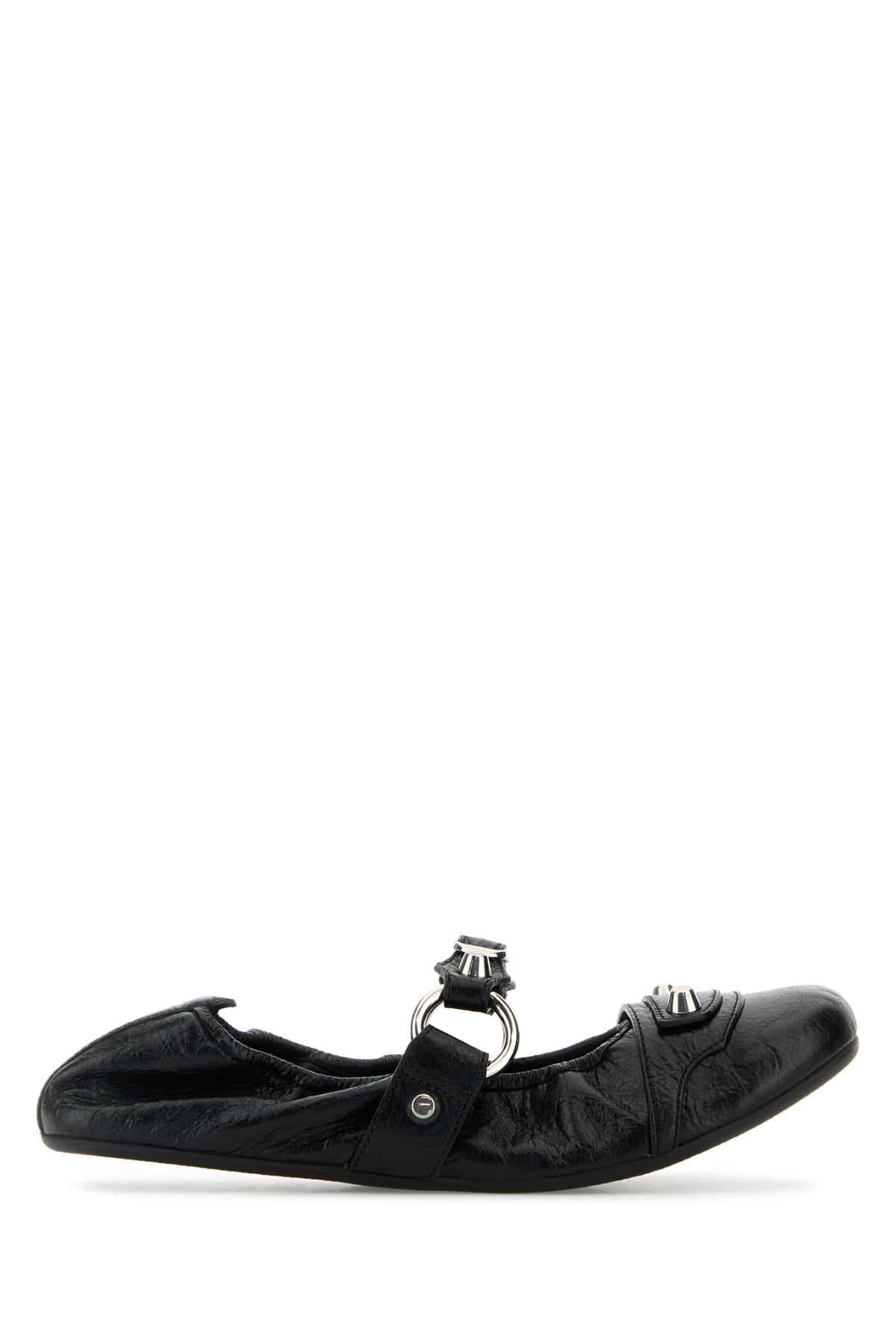 Black leather City ballerinas