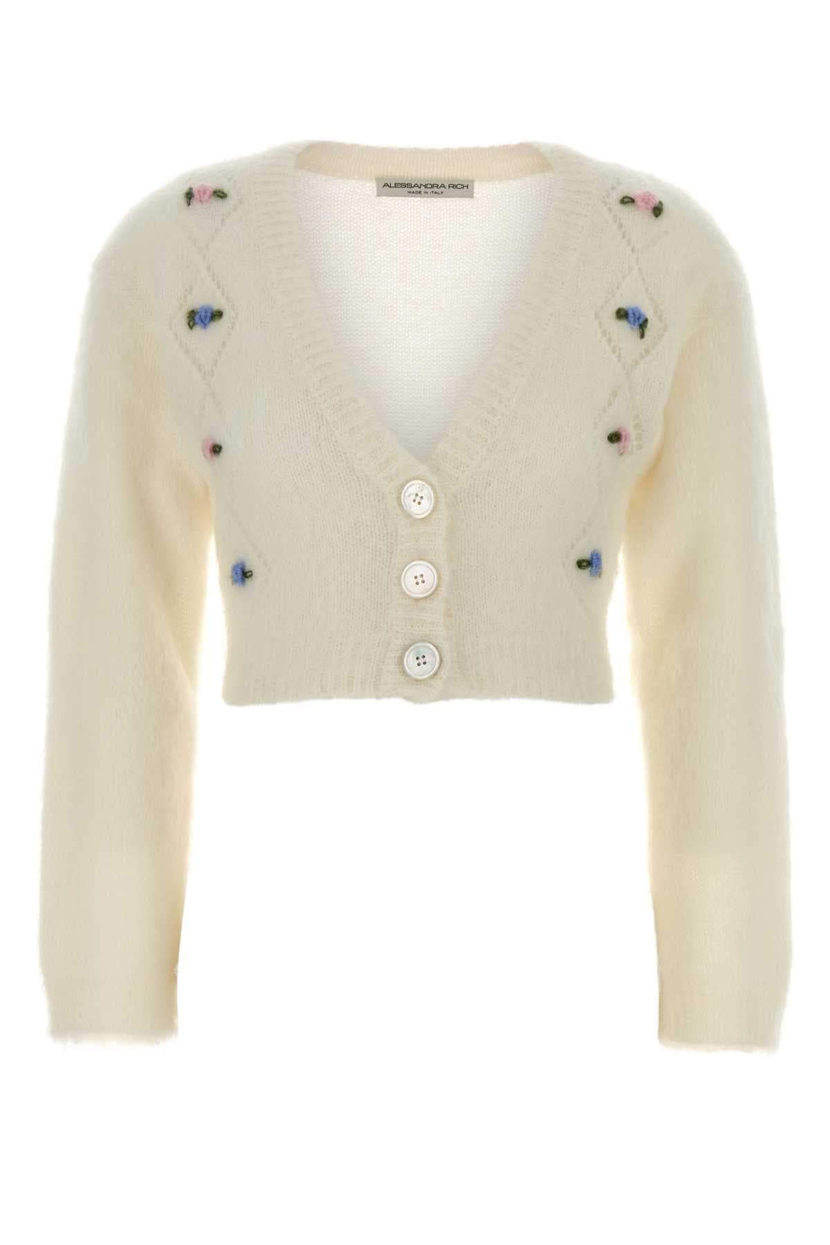Ivory mohair blend cardigan