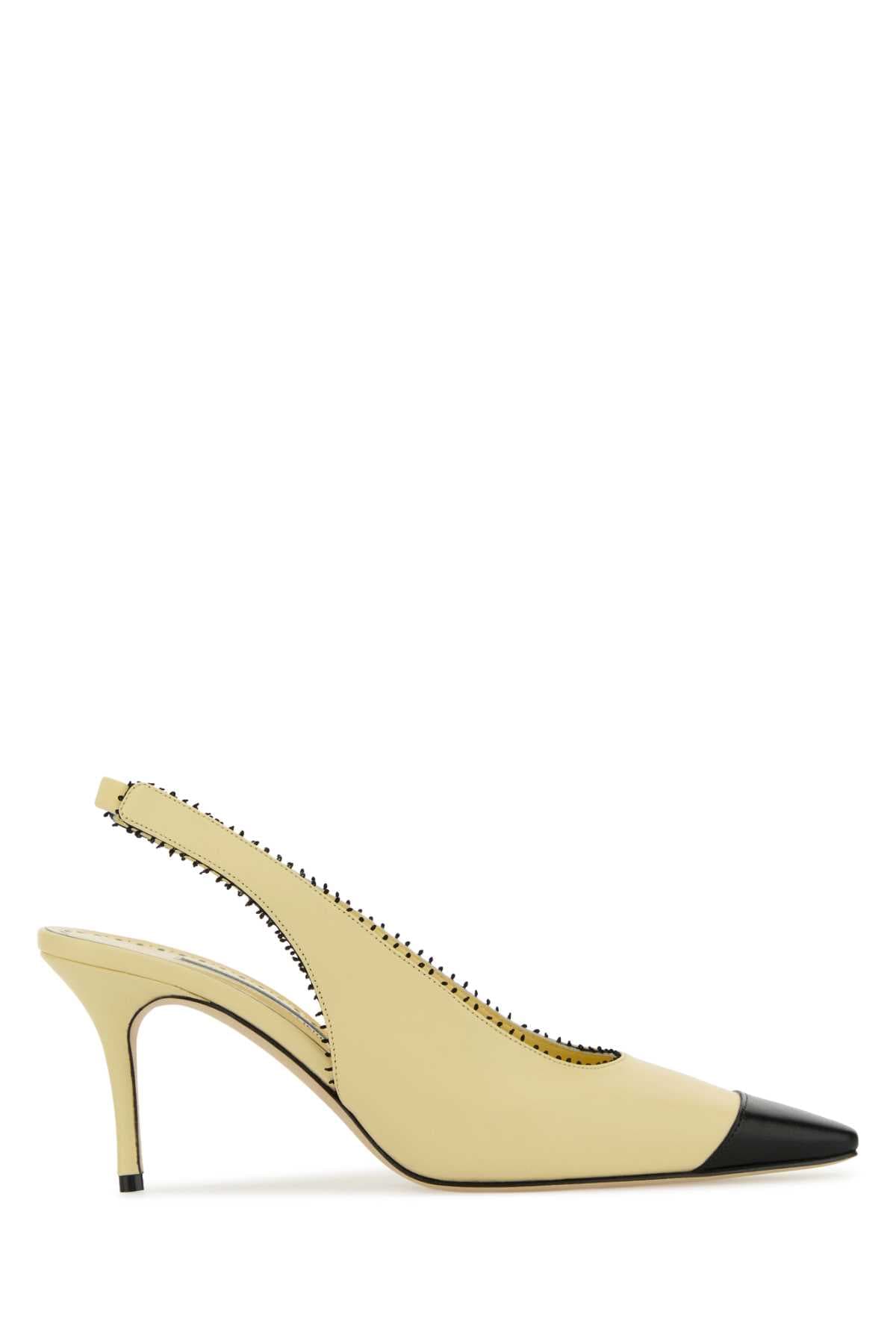 Pastel yellow nappa leather Gaius pumps