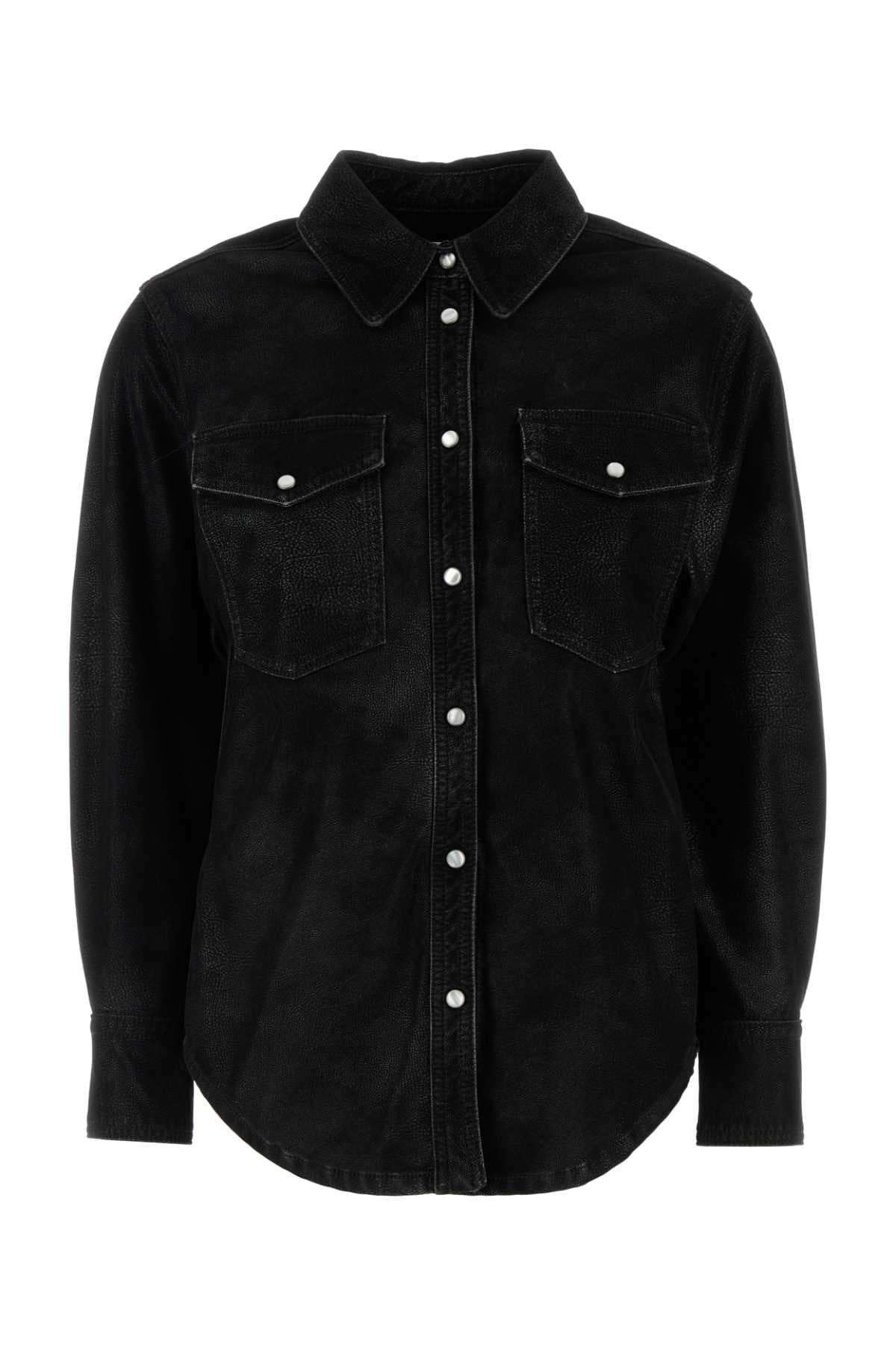 Black synthetic leather Karima shirt