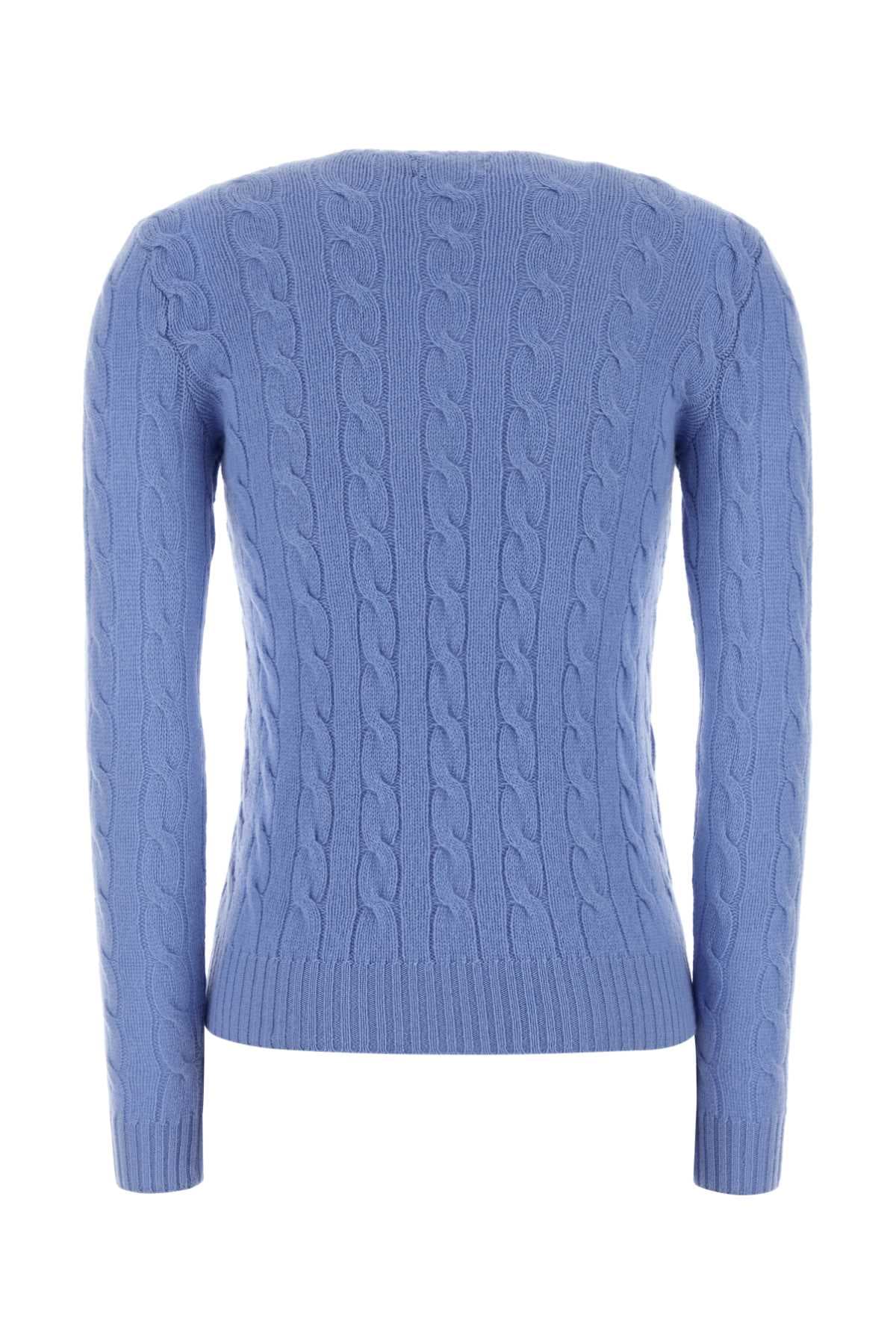 Cerulean blue wool blend sweater - мініатюра 2