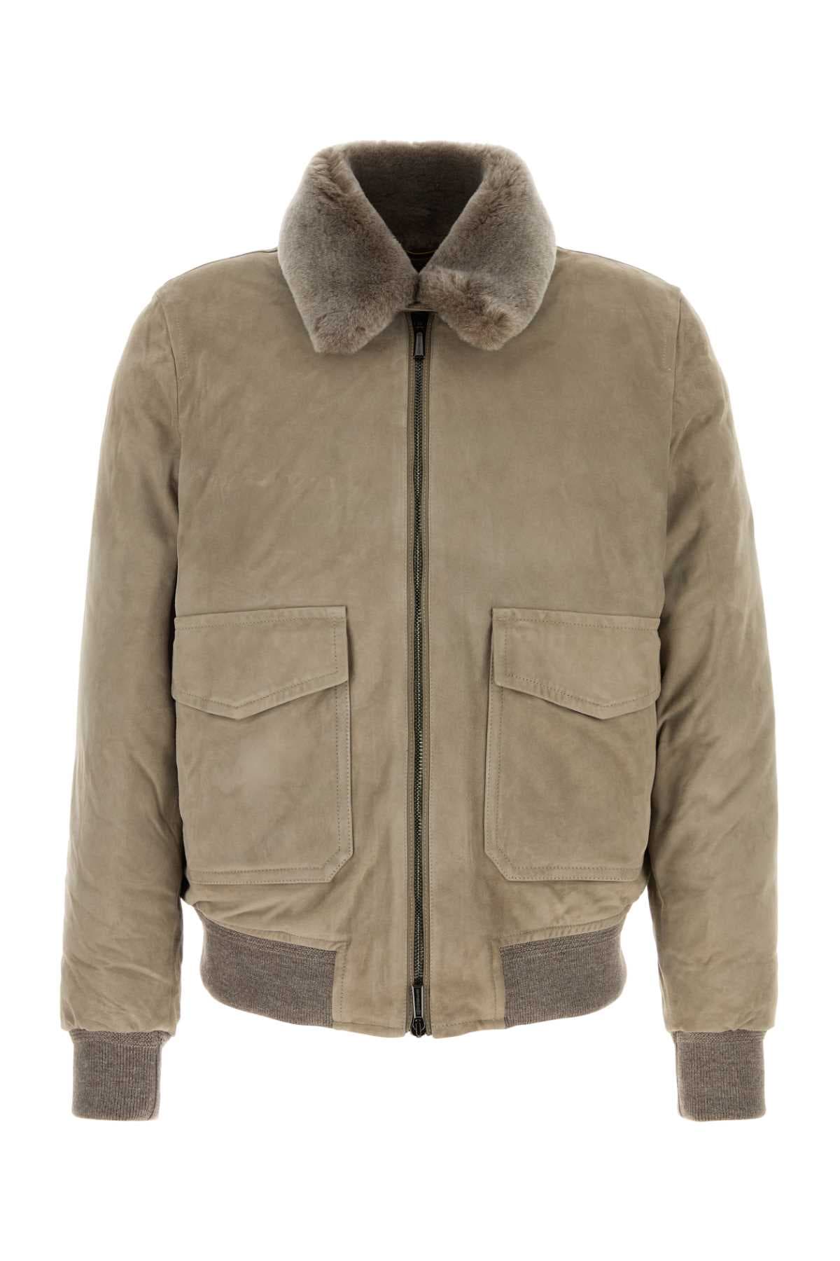 Dove grey suede Antenore dow jacket
