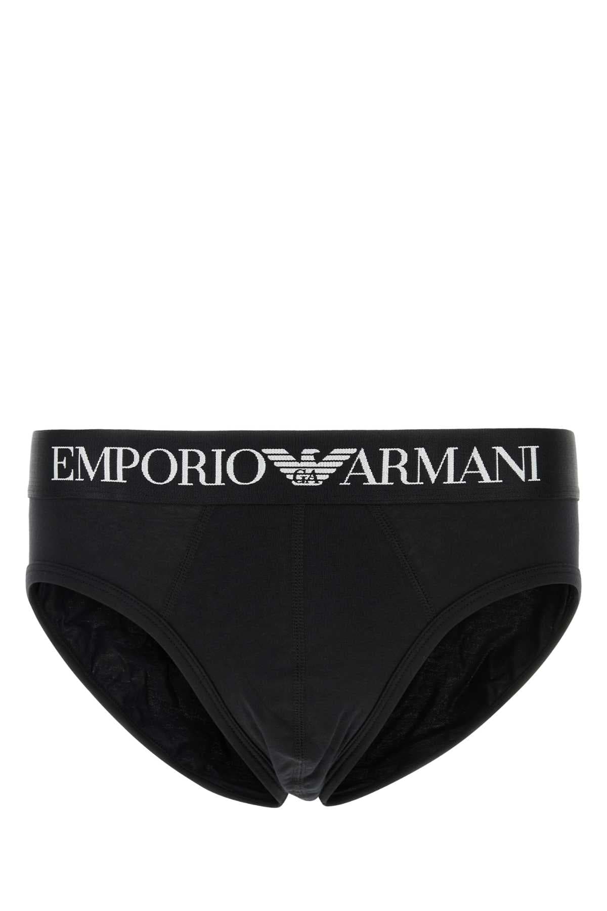 Black stretch cotton brief