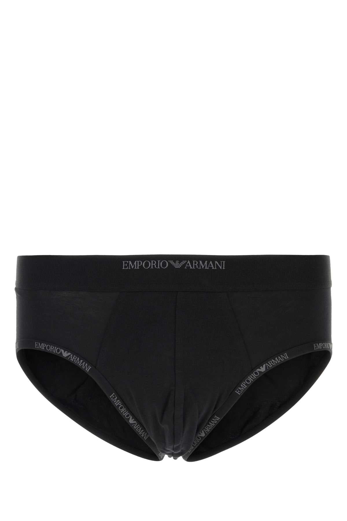 Black stretch cotton brief set