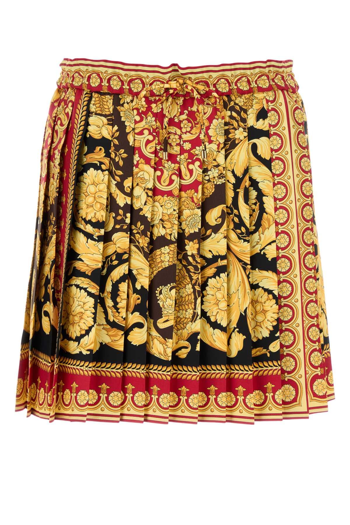 Printed silk mini skirt