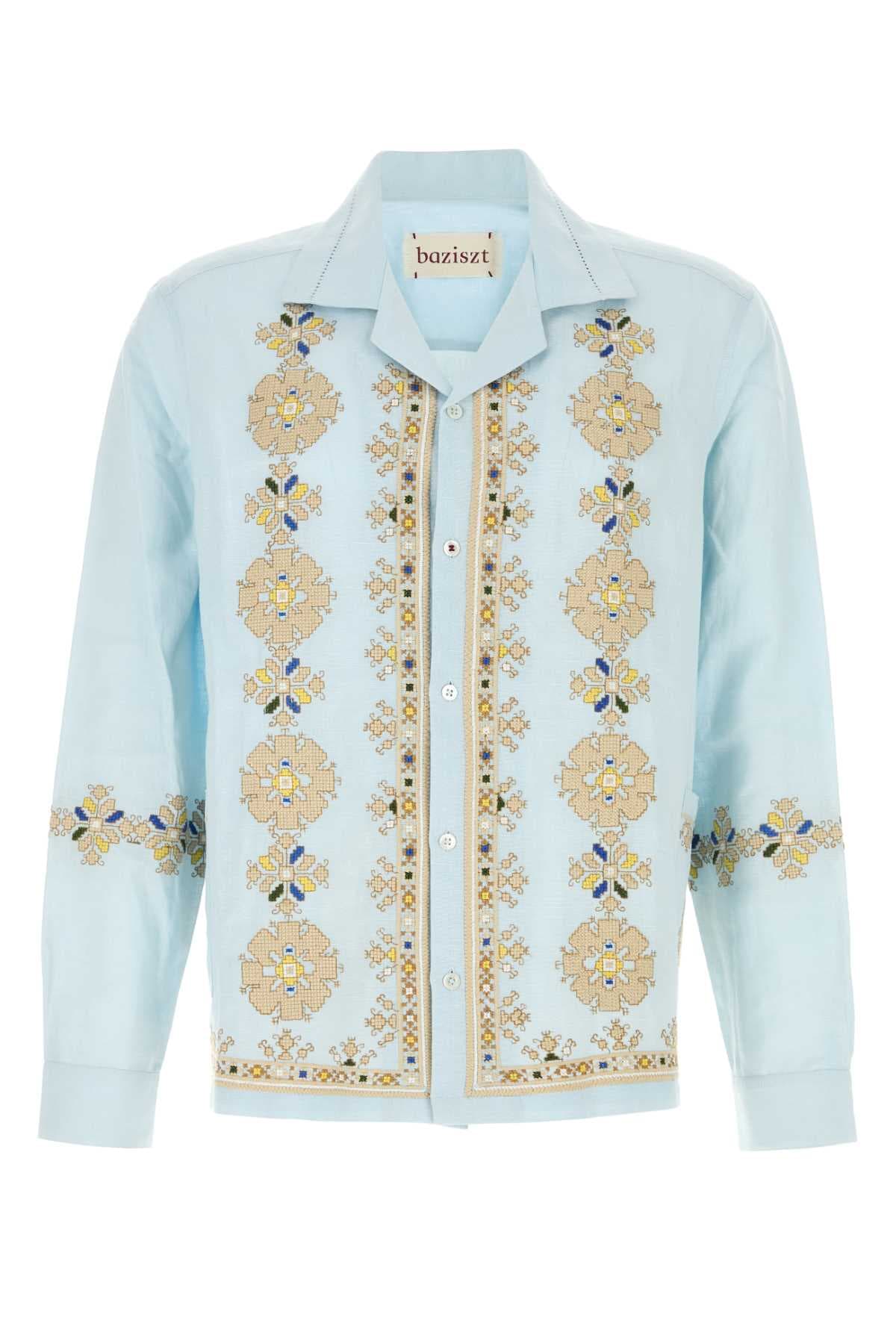 Light-blue cotton blend Roses shirt