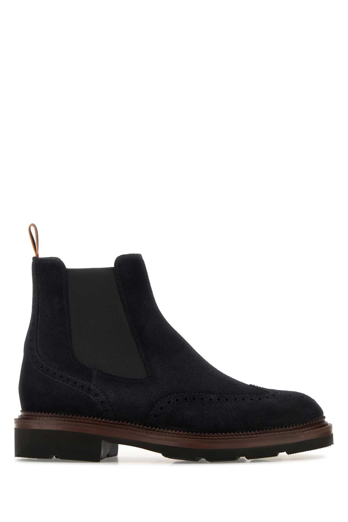 Midnight blue suede Kalama ankle boots