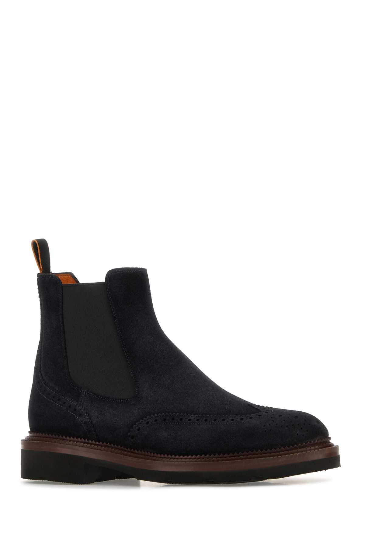 Midnight blue suede Kalama ankle boots - мініатюра 2