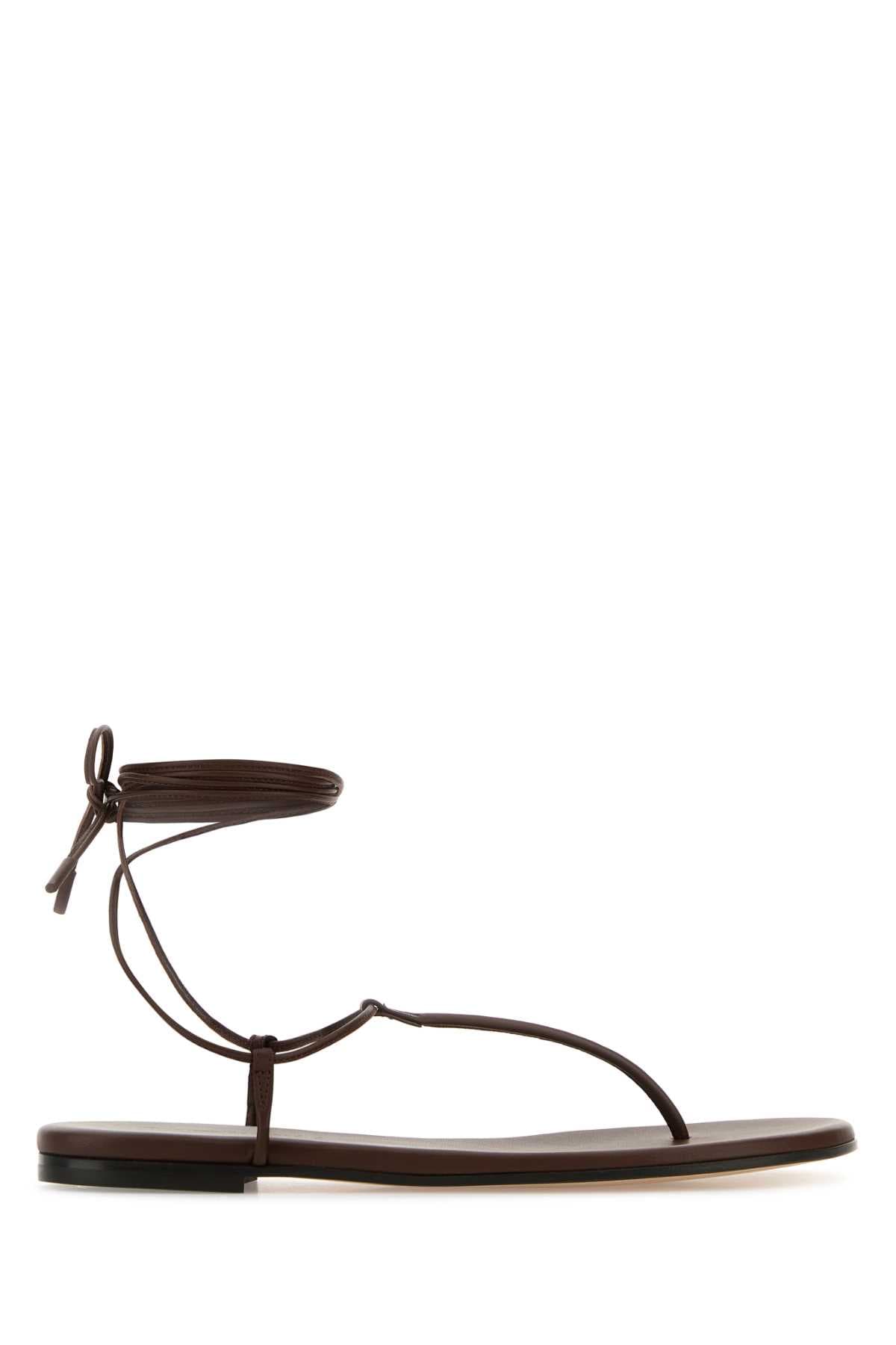 Brown nappa leather Gwyneth thong sandals