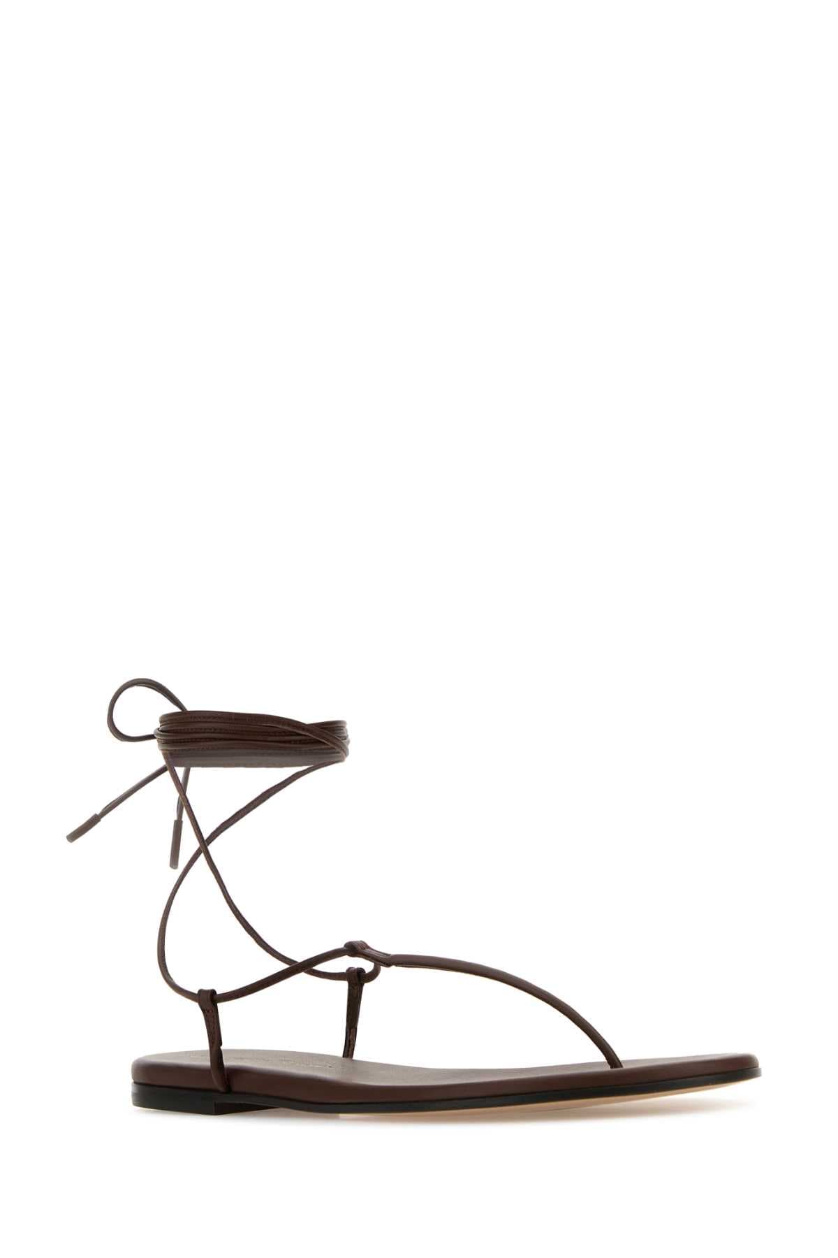Brown nappa leather Gwyneth thong sandals - мініатюра 2