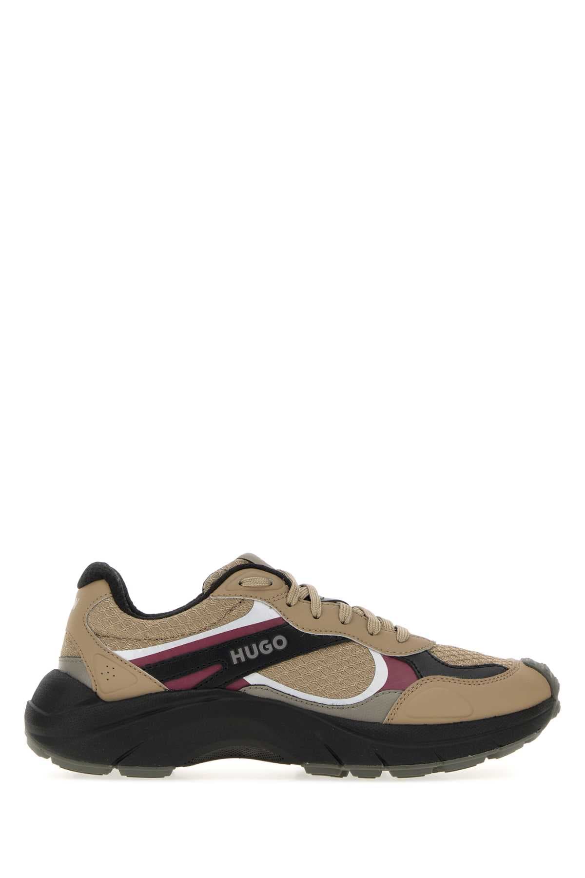 Multicolor canvas and leather sneakers