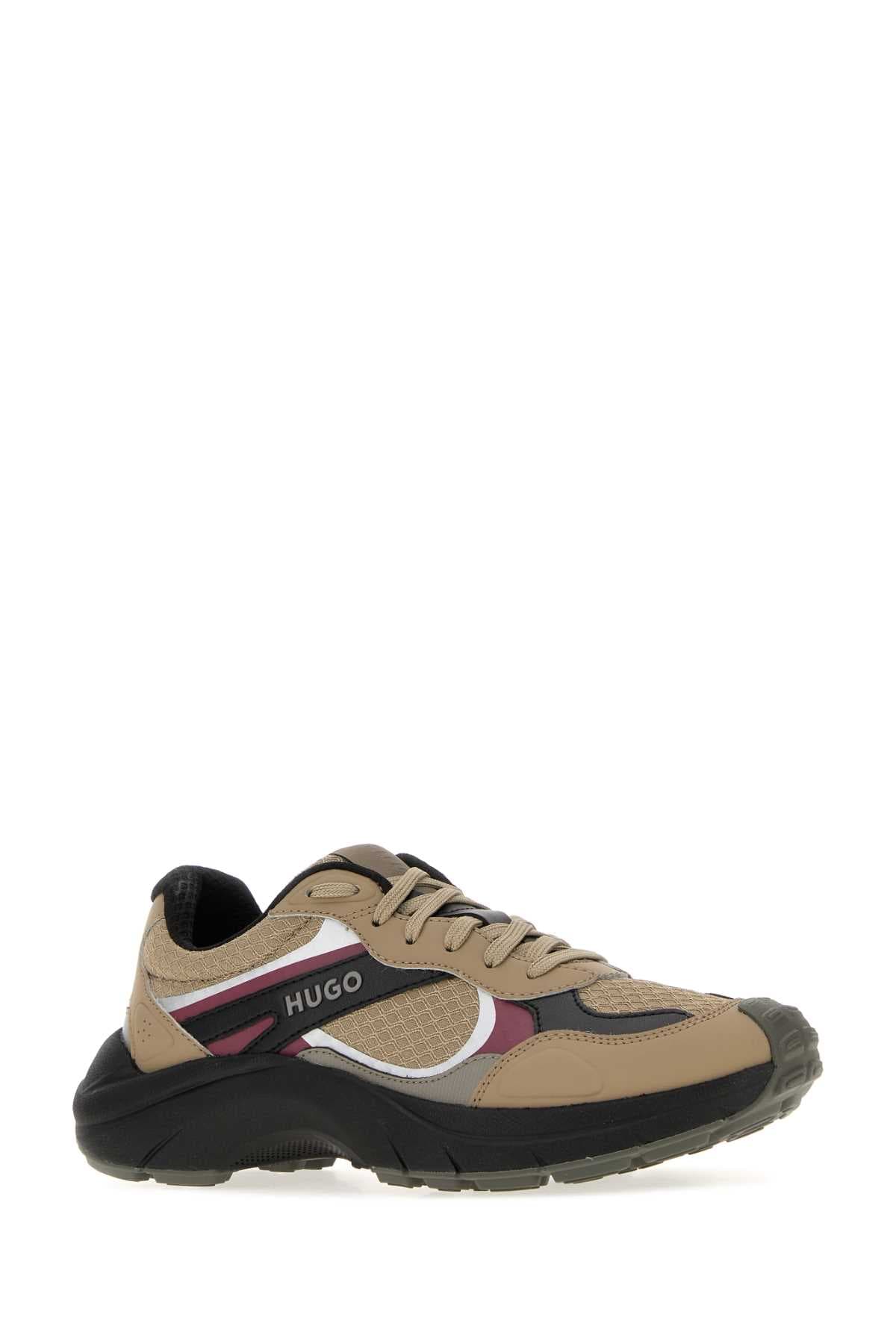Multicolor canvas and leather sneakers - мініатюра 2