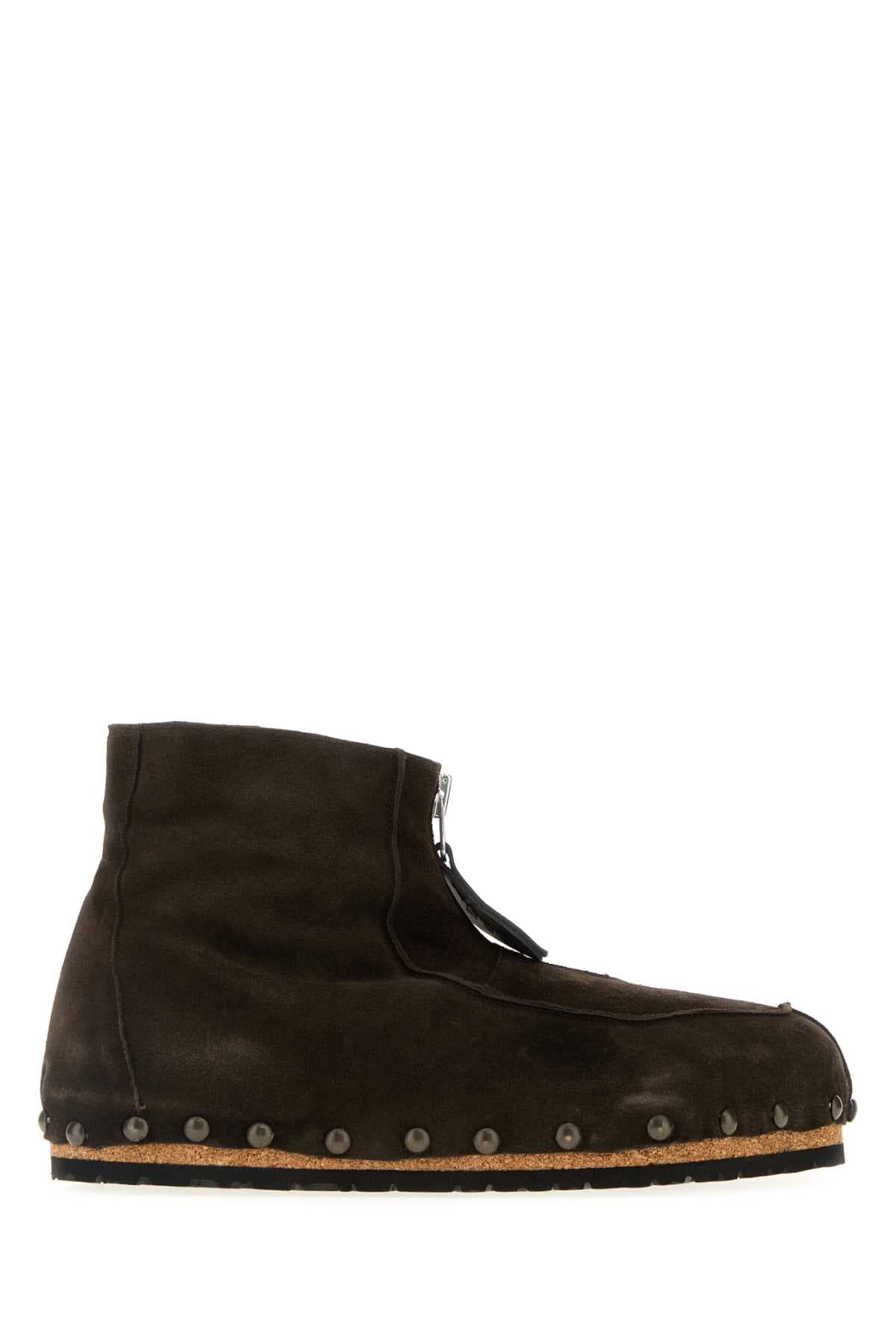 Dark brown suede ankle boots