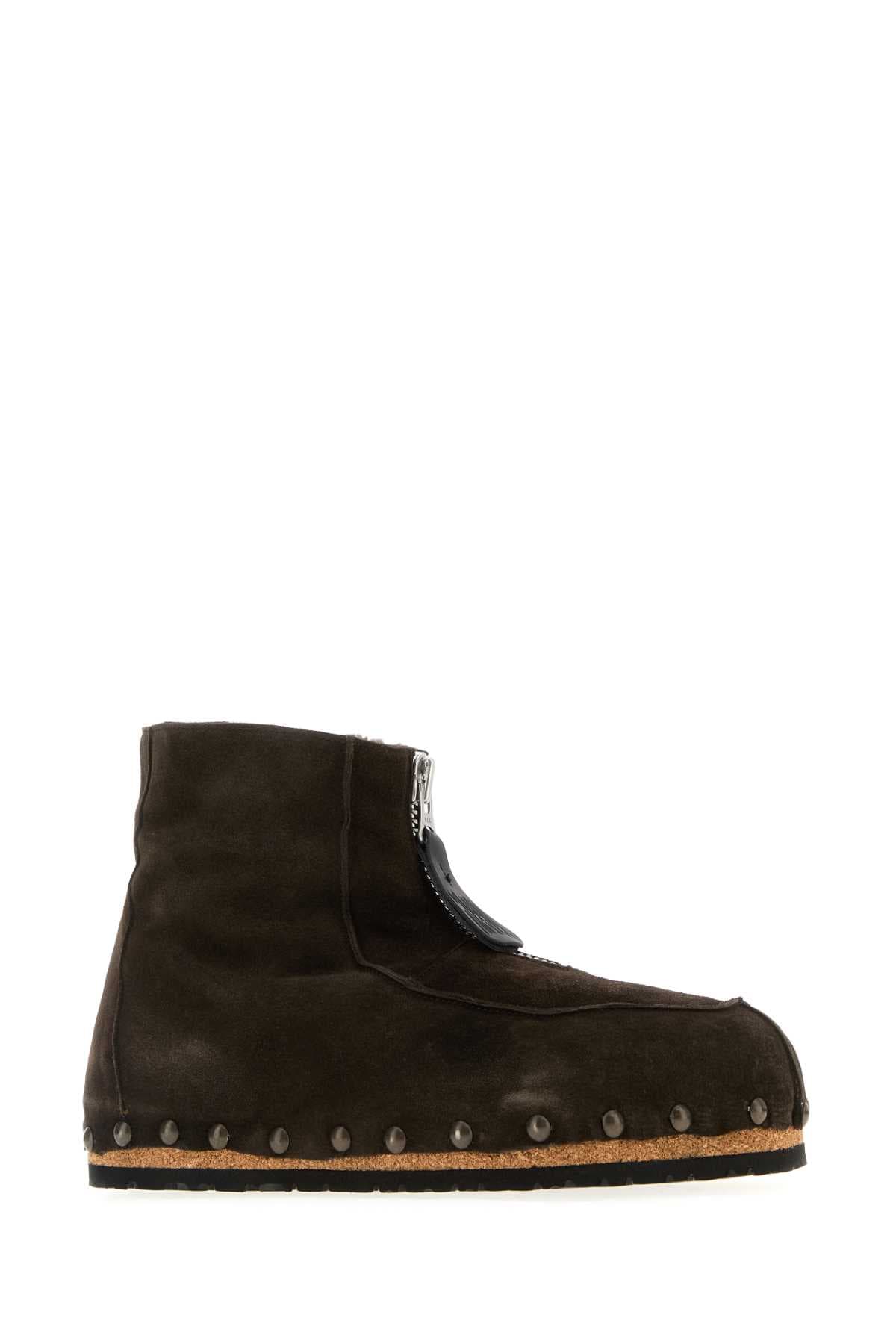 Dark brown suede ankle boots - мініатюра 2