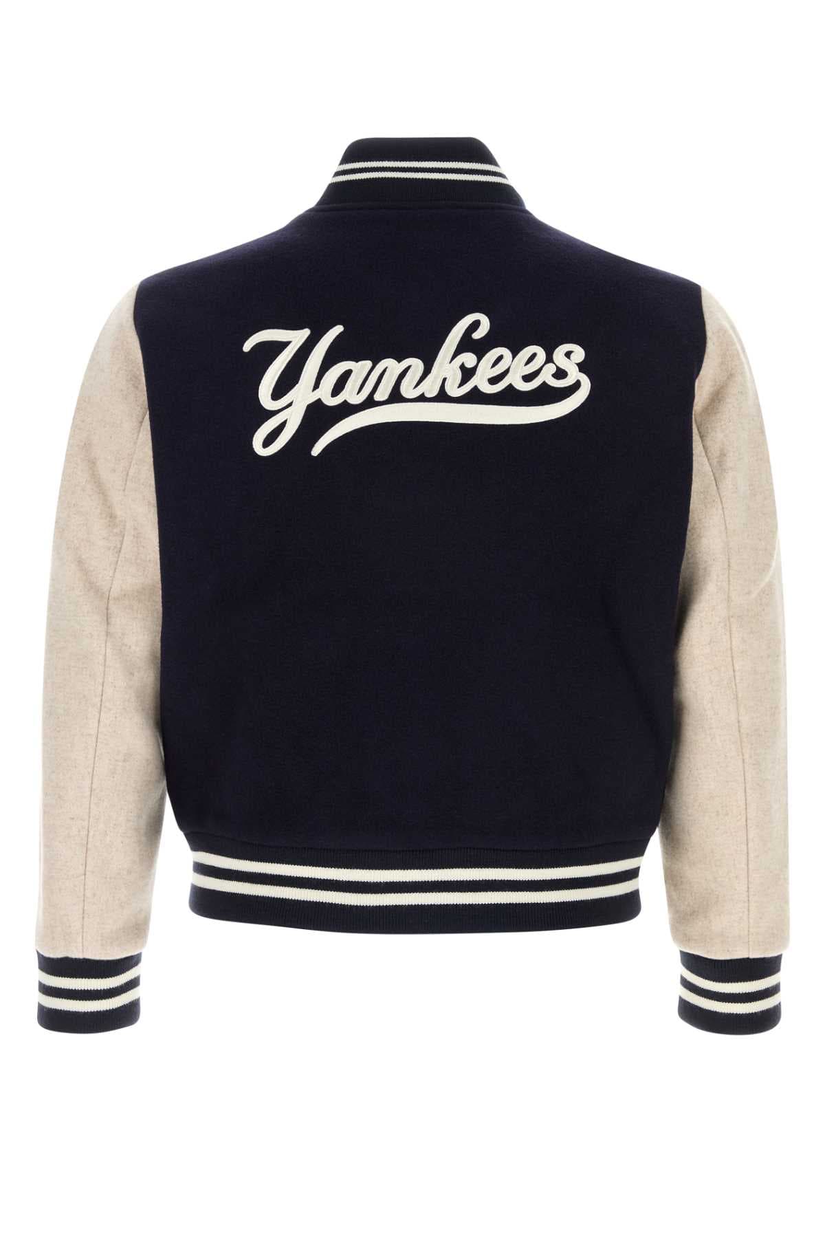 Dark blue wool blend bomber jacket - мініатюра 2