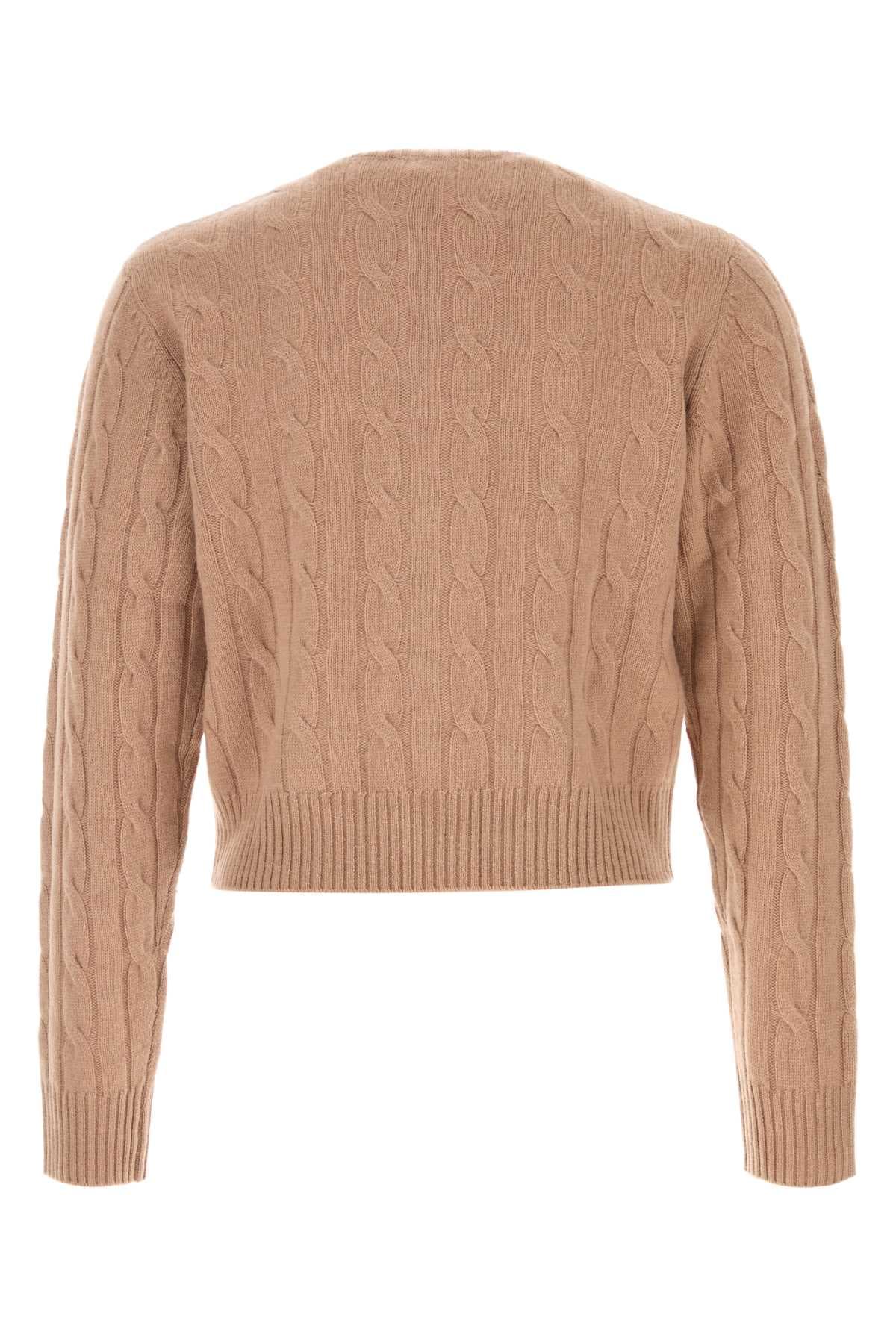 Camel cashmere blend cardigan - мініатюра 2