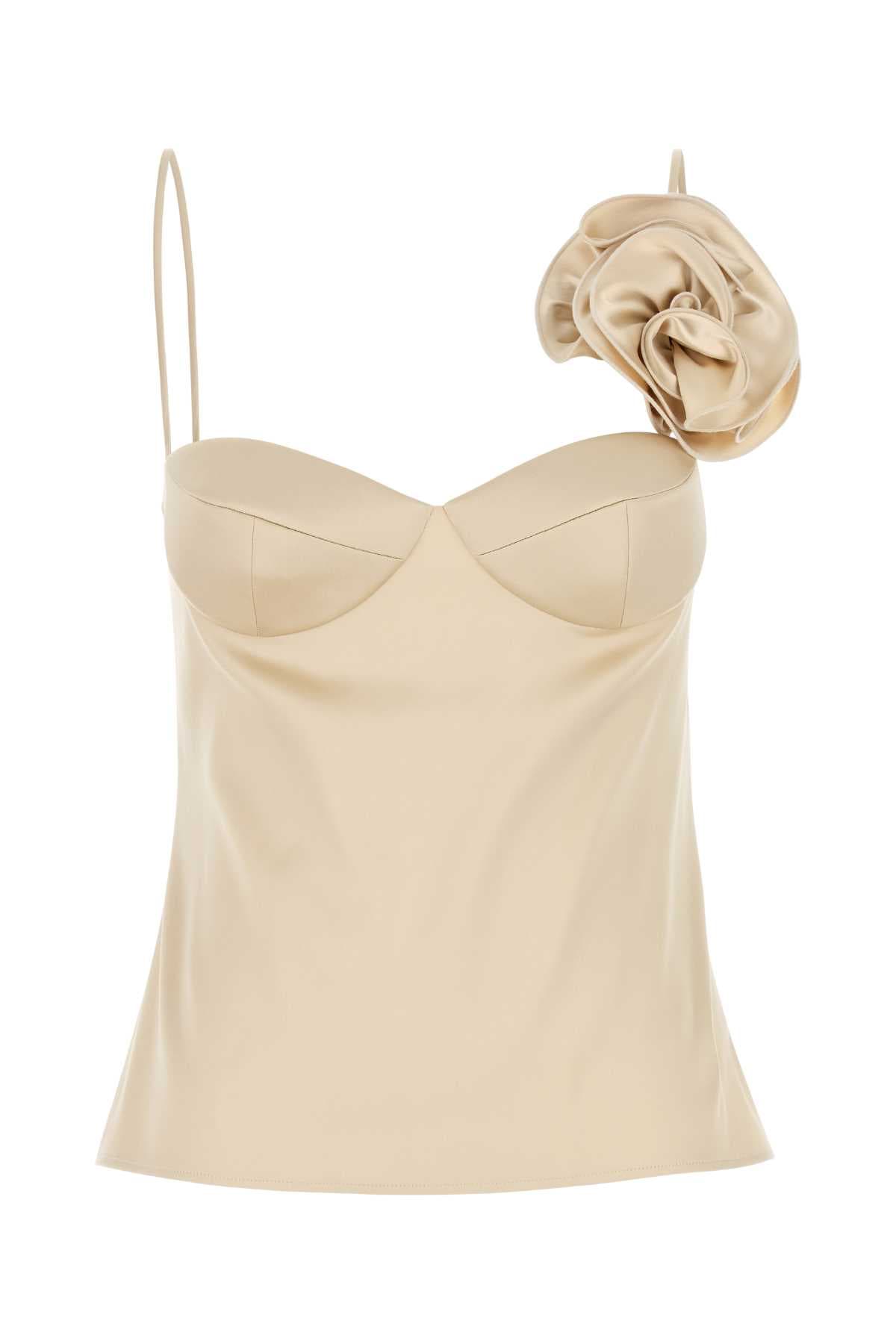 Beige stretch satin top