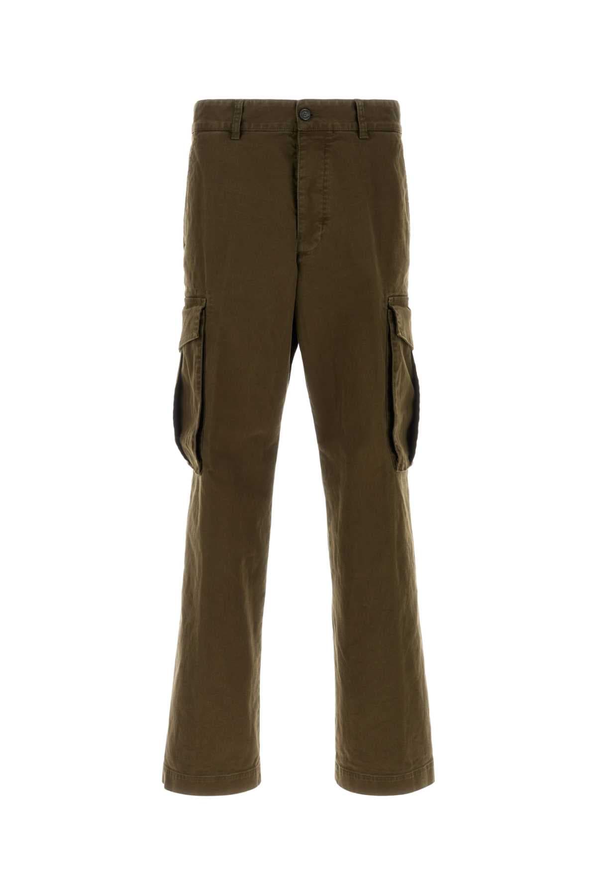 Olive green stretch cotton Loose cargo pant