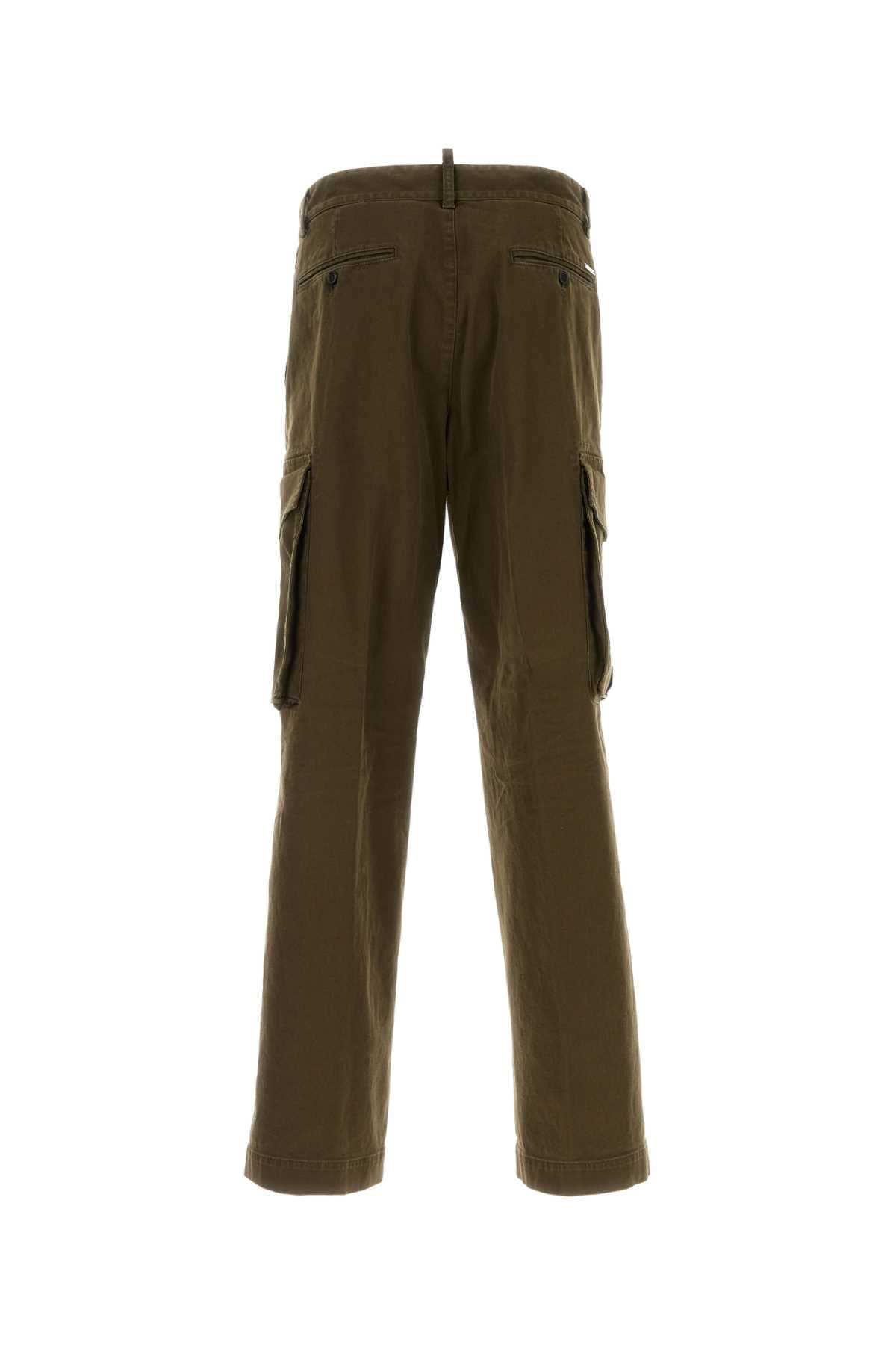 Olive green stretch cotton Loose cargo pant - мініатюра 2