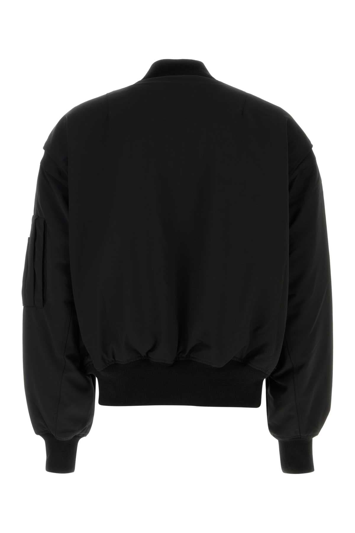 Black stretch polyester blend bomber jacket - мініатюра 2