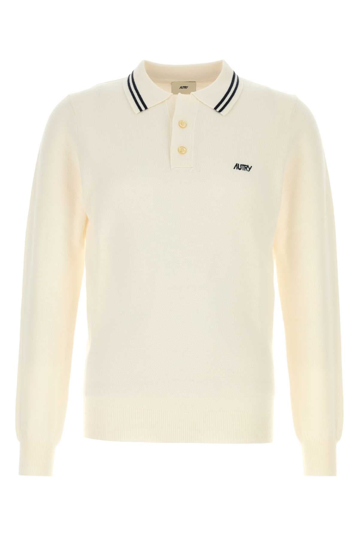 Ivory knit polo shirt