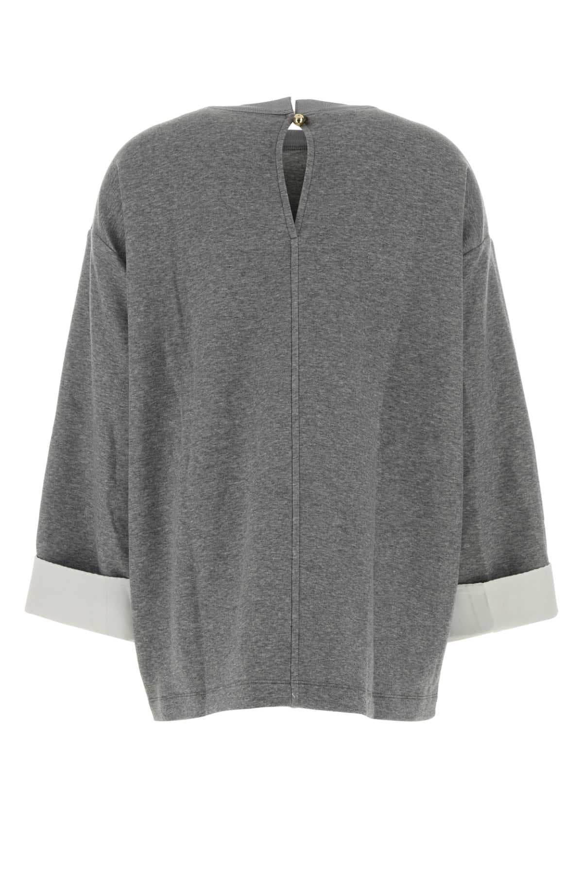 Grey nylon blend oversize sweatshirt - мініатюра 2