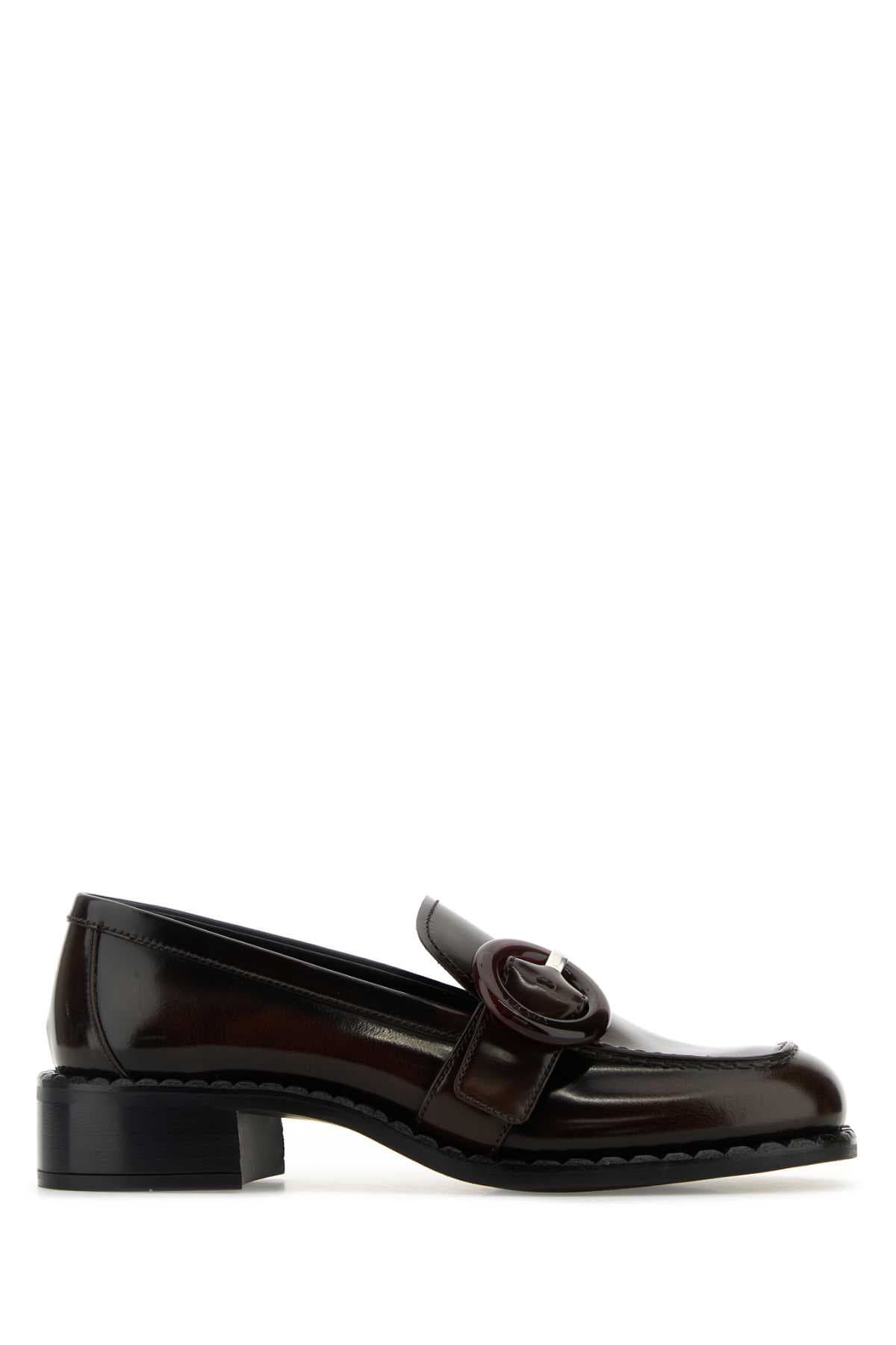Brown leather loafers