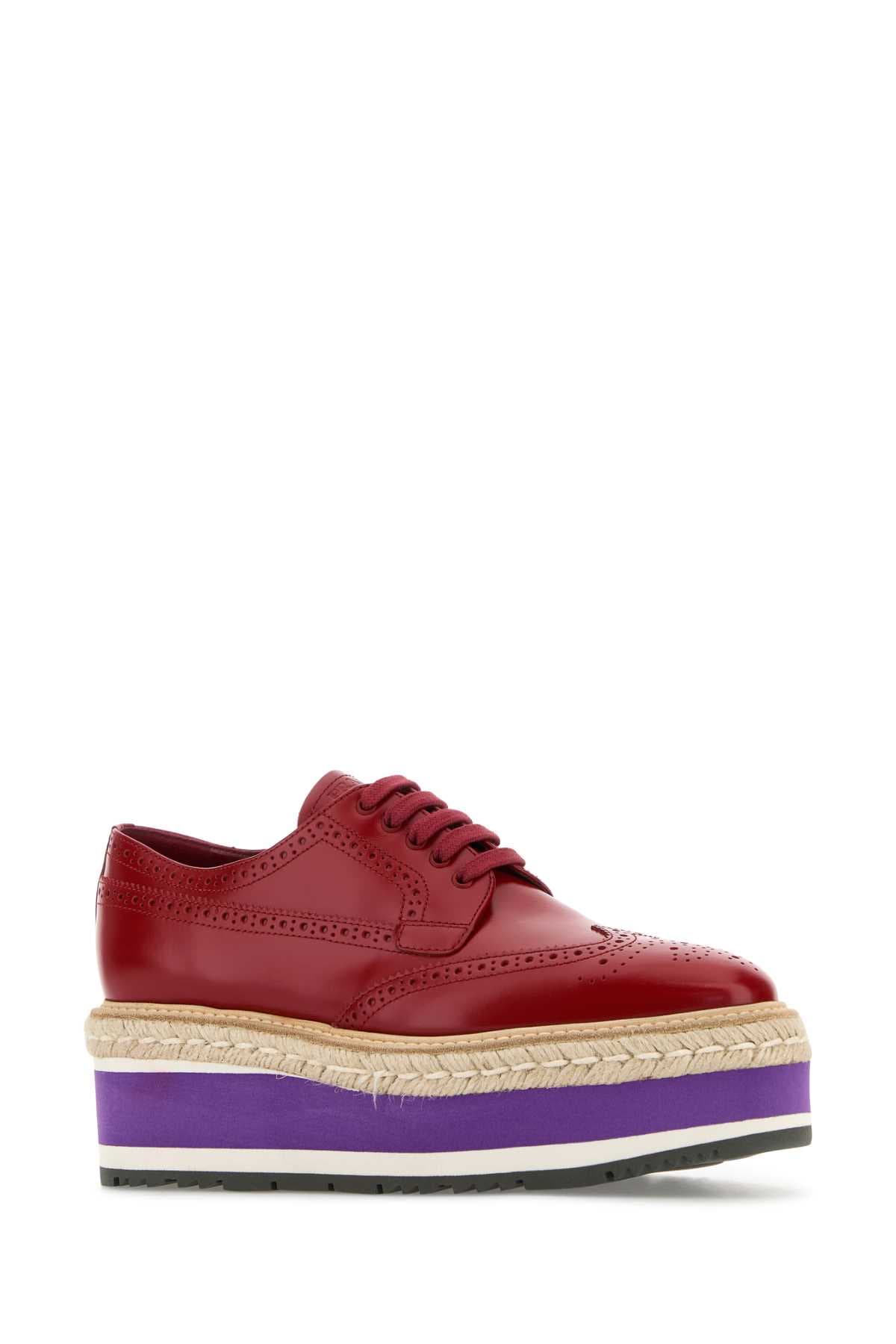 Red leather lace-up shoes - мініатюра 2