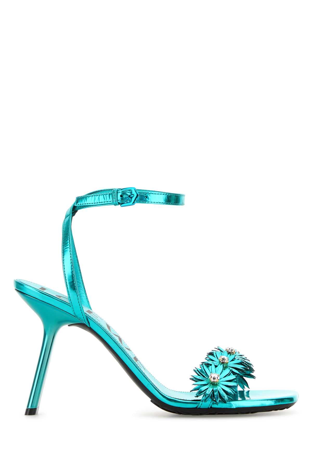 Turquoise leather Paula s Ibiza Petal Flower sandals