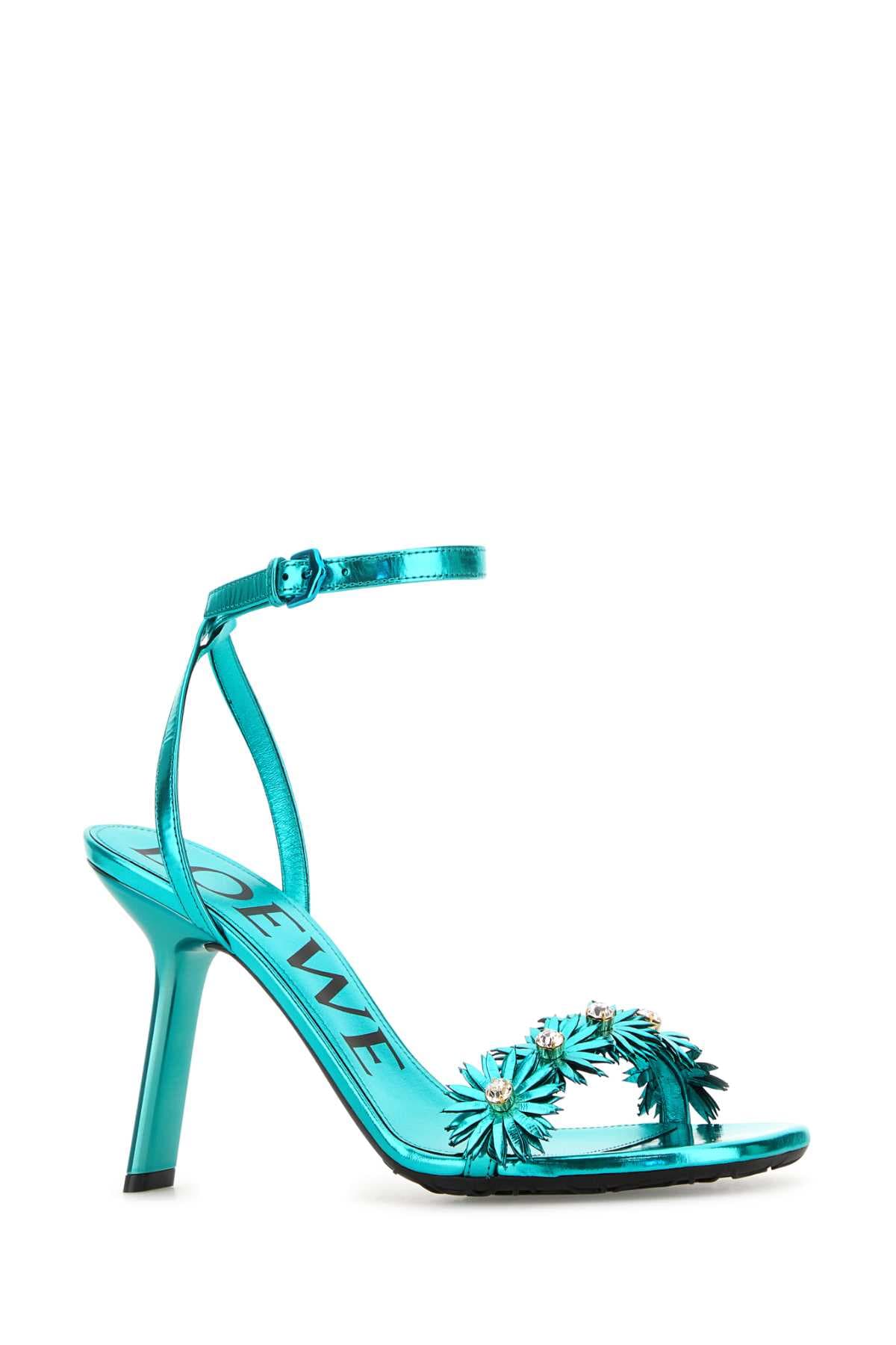 Turquoise leather Paula s Ibiza Petal Flower sandals - мініатюра 2
