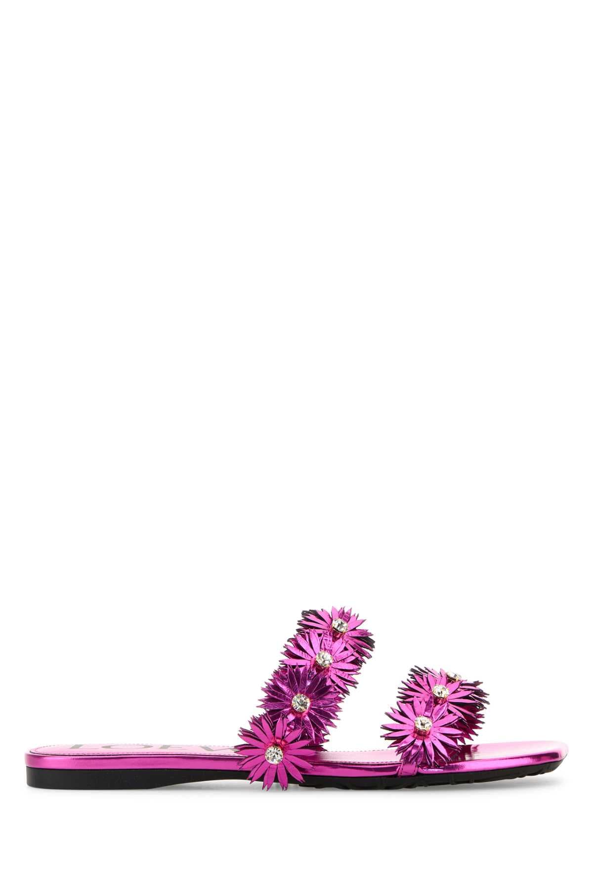 Fuchsia leather Paula s Ibiza slippers